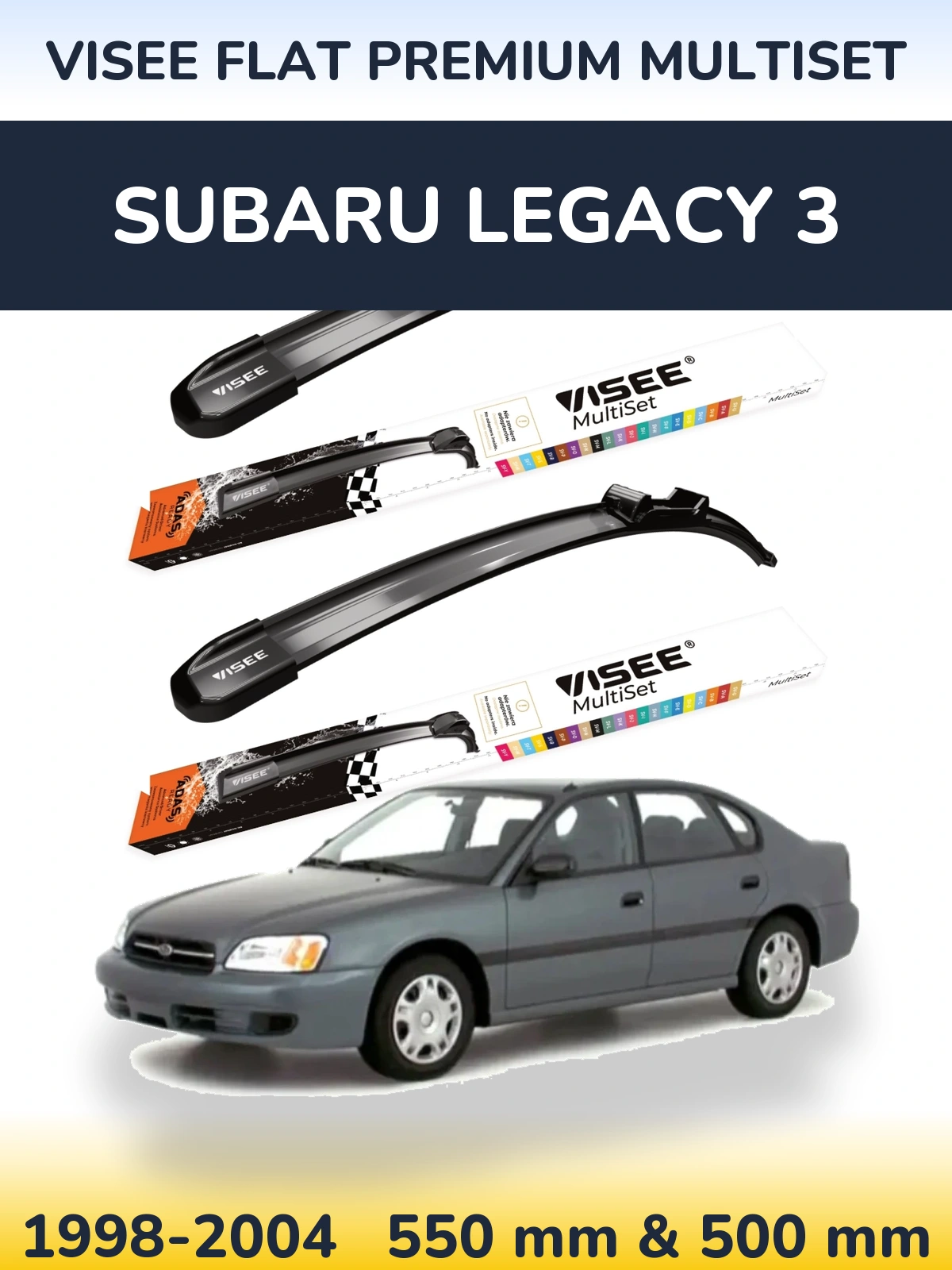Komplet przednich wycieraczek VISEE FLAT PREMIUM MultiSet 550 & 500 mm do Subaru Legacy 3 1998-2004
