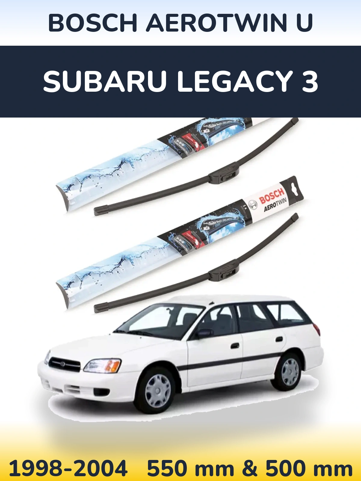 Komplet przednich wycieraczek BOSCH AeroTwin U 550 & 500 mm do Subaru Legacy 3 1998-2004