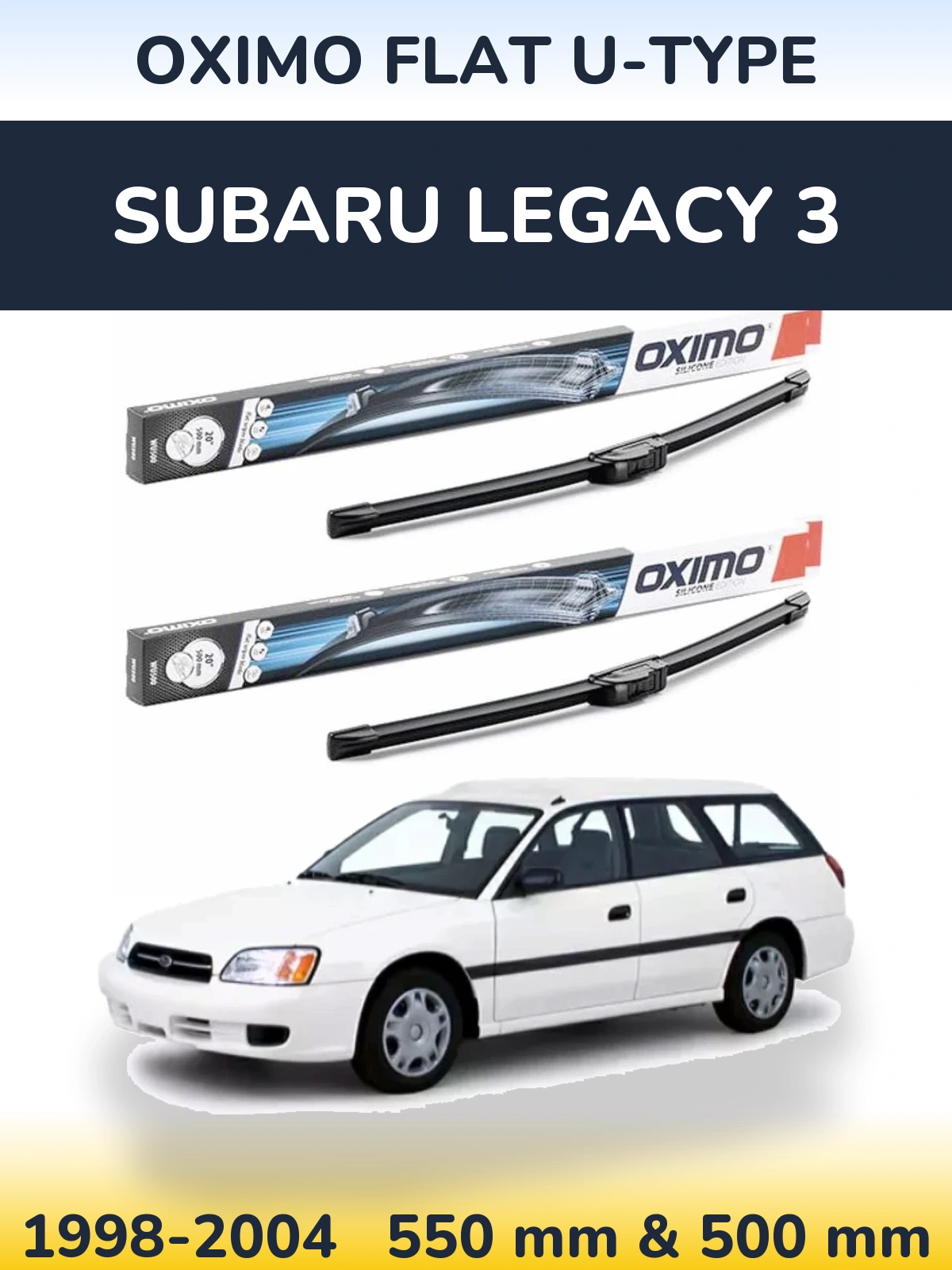Комплект передних дворников Oximo Flat U-type 550 & 500 мм для Subaru Legacy 3 1998-2004