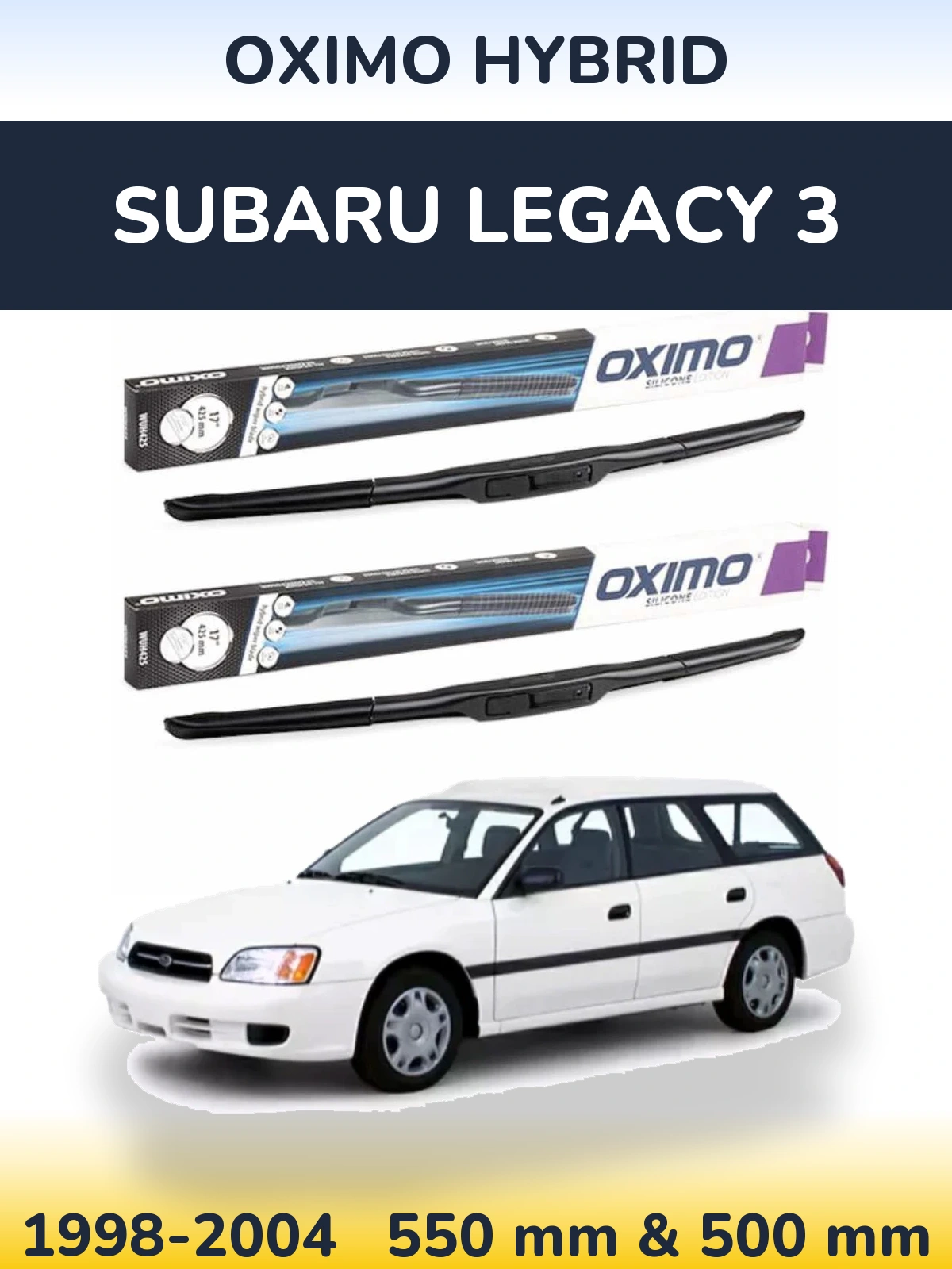 Komplet przednich wycieraczek Oximo Hybrid 550 & 500 mm do Subaru Legacy 3 1998-2004
