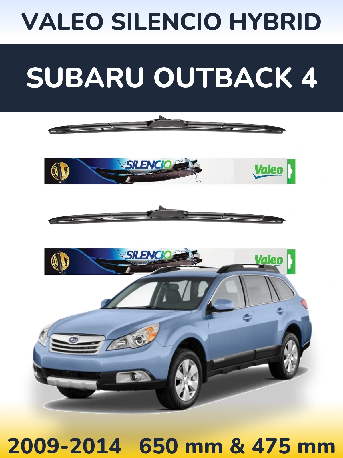 Комплект передних дворников Valeo Silencio Hybrid 650 & 475 мм для Subaru Outback 4 2009-2014