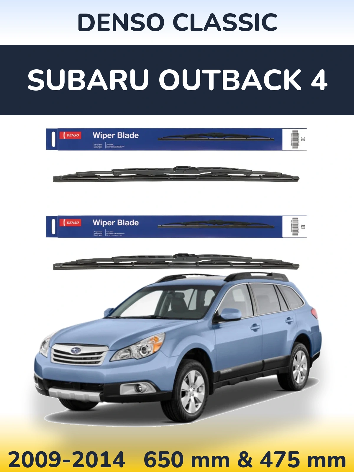 Komplet przednich wycieraczek Denso Classic 650 & 475 mm do Subaru Outback 4 2009-2014