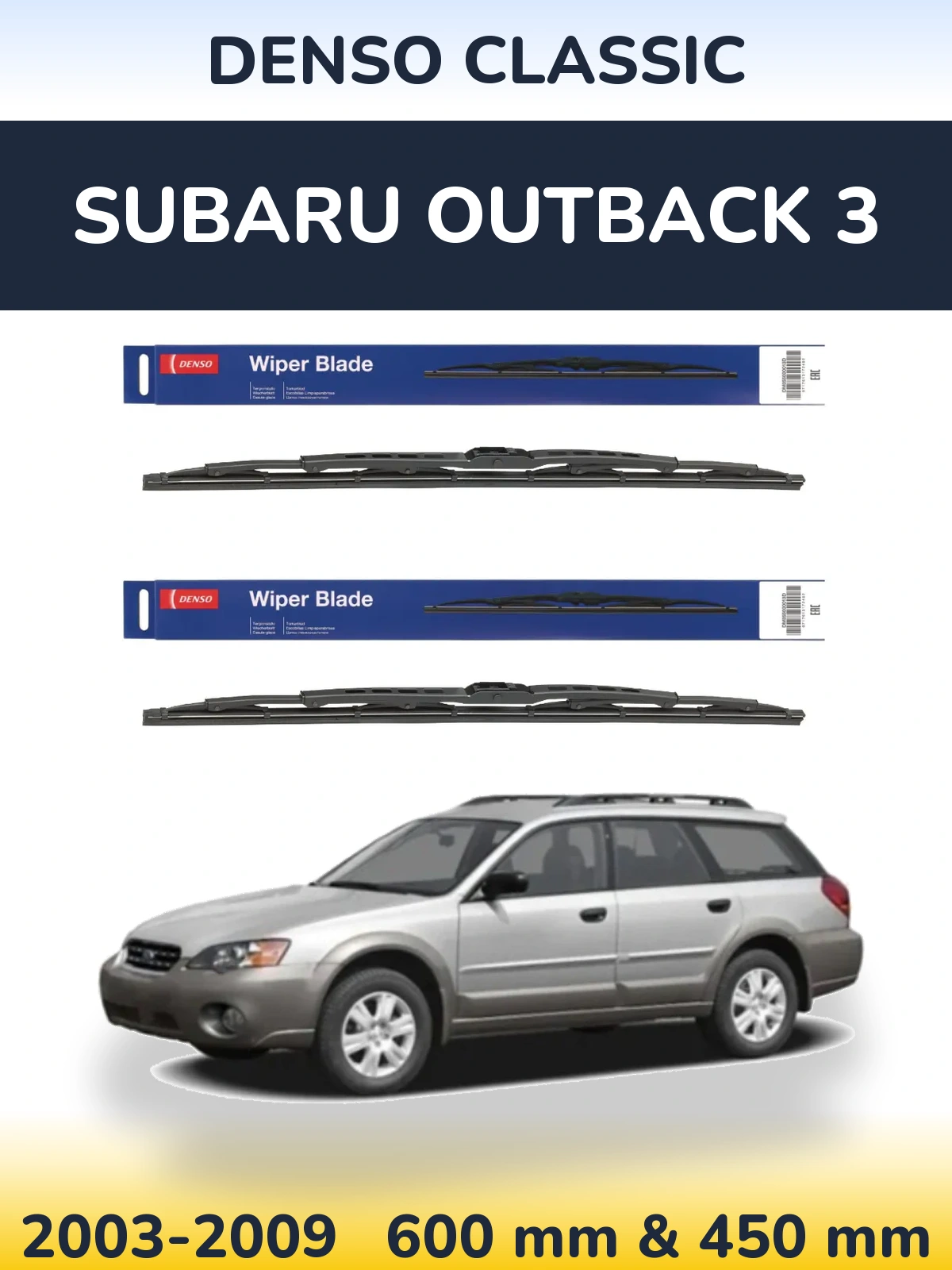 Komplet przednich wycieraczek Denso Classic 600 & 450 mm do Subaru Outback 3 2003-2009