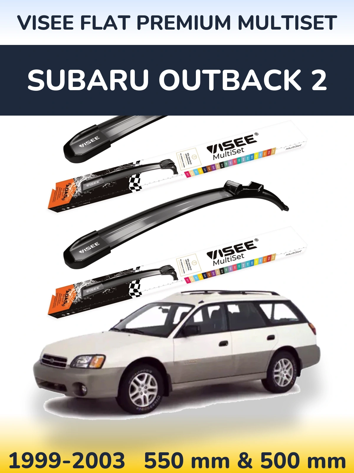 Komplet przednich wycieraczek VISEE FLAT PREMIUM MultiSet 550 & 500 mm do Subaru Outback 2 1999-2003