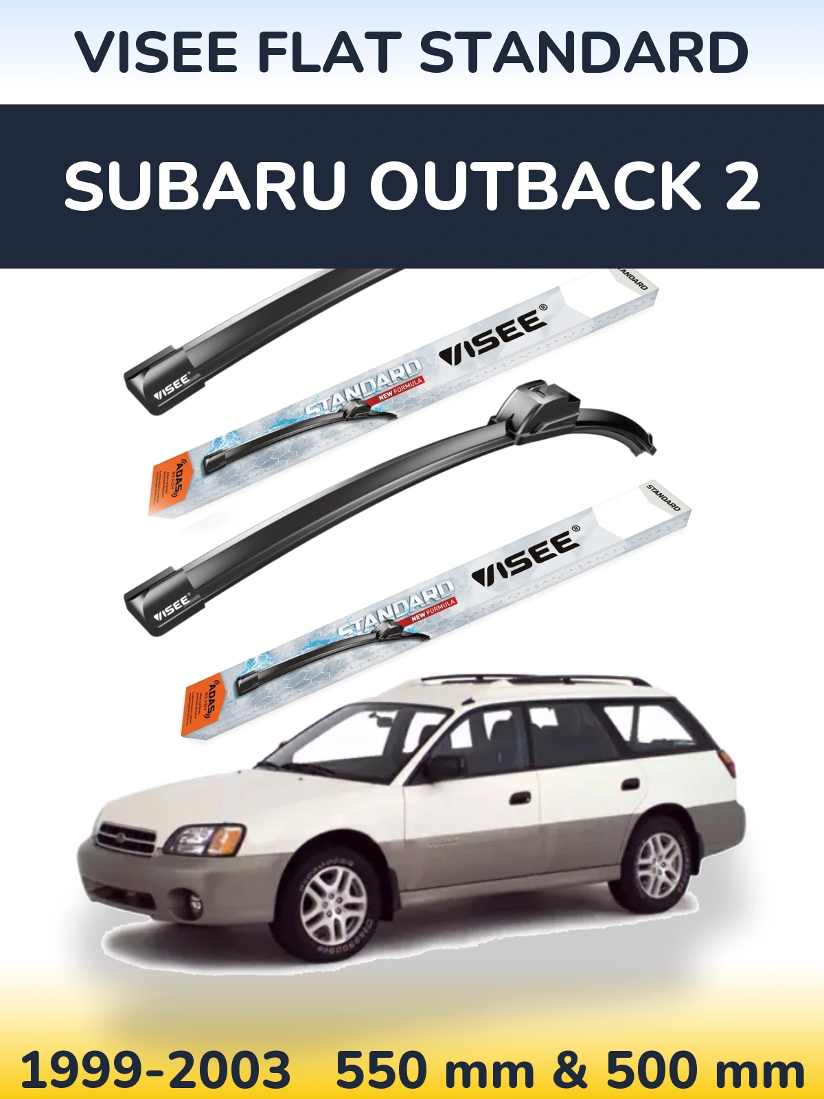 Комплект передних дворников VISEE FLAT STANDARD 550 & 500 мм для Subaru Outback 2 1999-2003