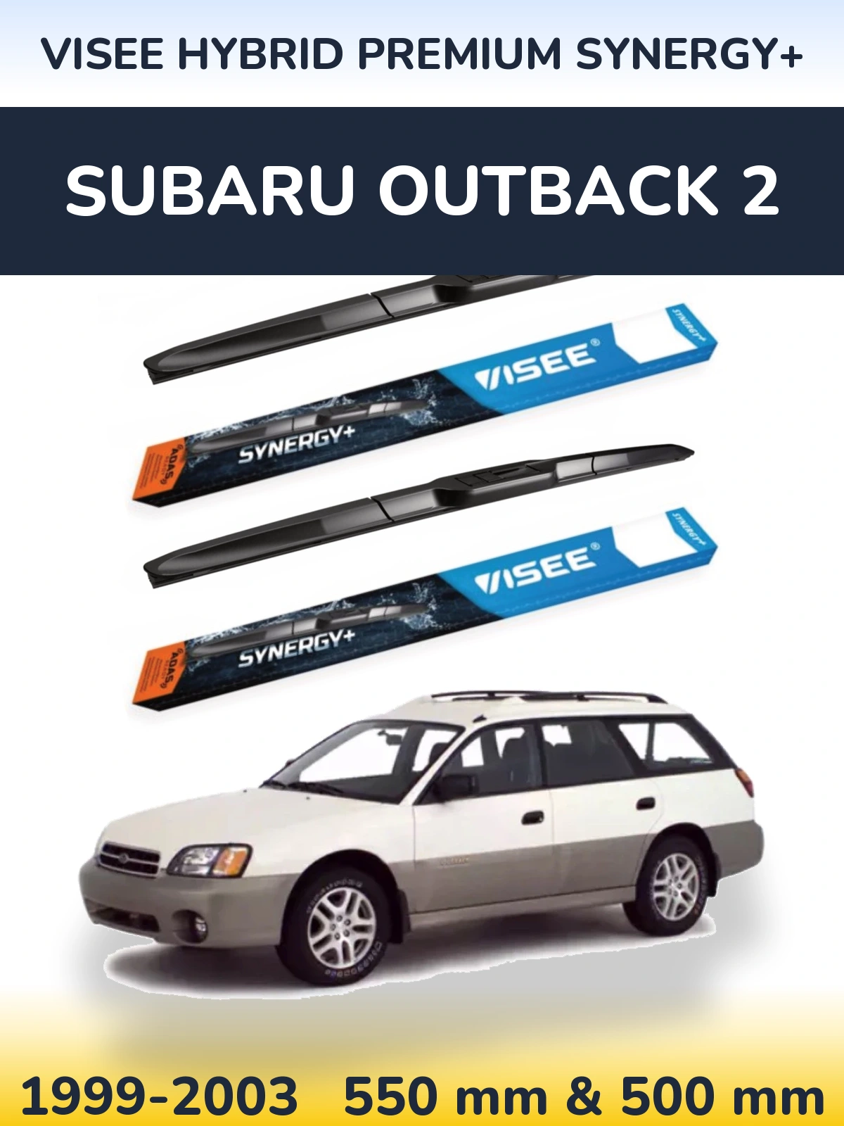 Комплект передних дворников VISEE HYBRID PREMIUM SYNERGY+ 550 & 500 мм для Subaru Outback 2 1999-2003