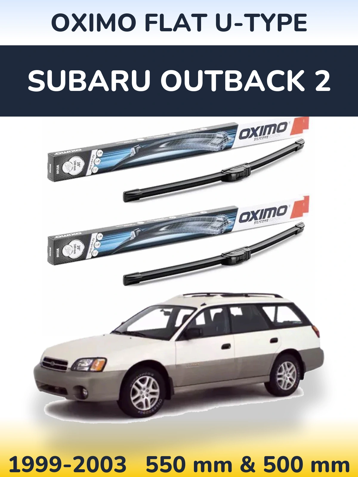 Комплект передних дворников Oximo Flat U-type 550 & 500 мм для Subaru Outback 2 1999-2003