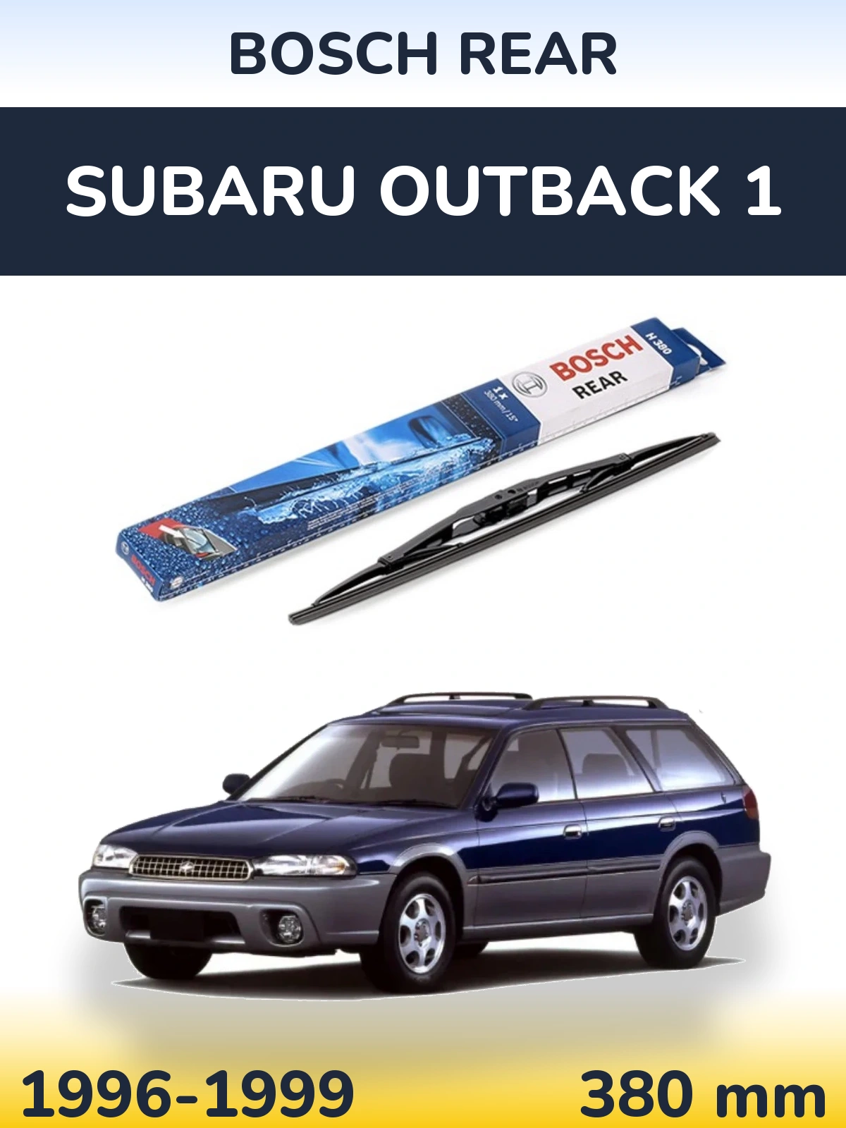 Rear wiper blade BOSCH Rear 380 mm for Subaru Outback 1 1996-1999