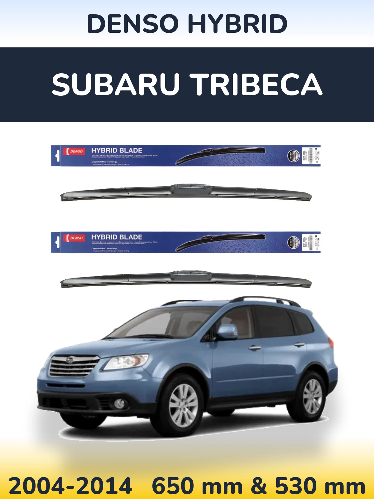 Komplet przednich wycieraczek Denso Hybrid 650 & 530 mm do Subaru Tribeca 2004-2014