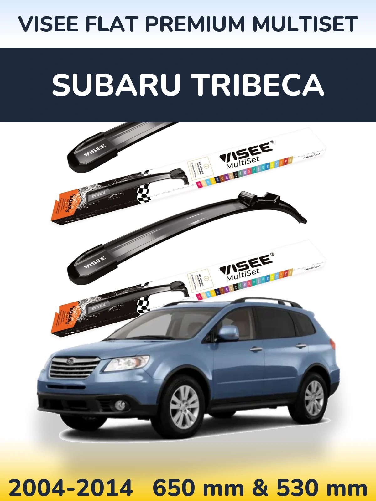 Komplet przednich wycieraczek VISEE FLAT PREMIUM MultiSet 650 & 530 mm do Subaru Tribeca 2004-2014