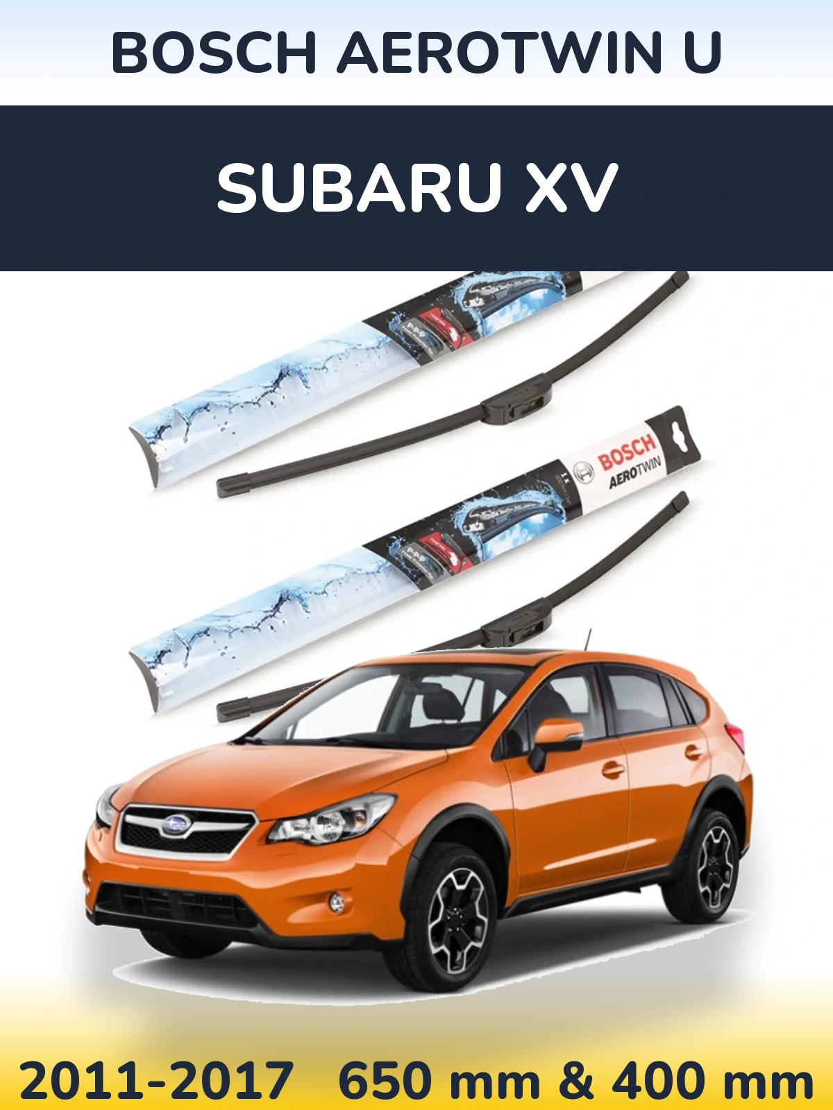 Komplet przednich wycieraczek BOSCH AeroTwin U 650 & 400 mm do Subaru XV 2011-2017