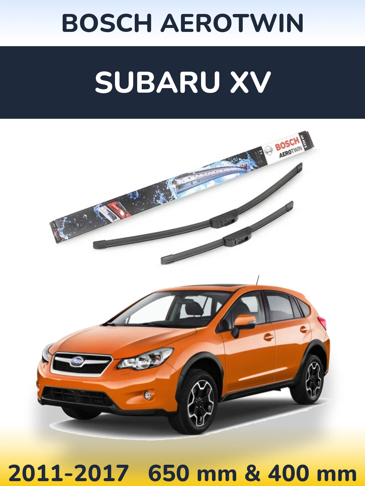 Комплект передних дворников BOSCH AeroTwin 650 & 400 мм для Subaru XV 2011-2017