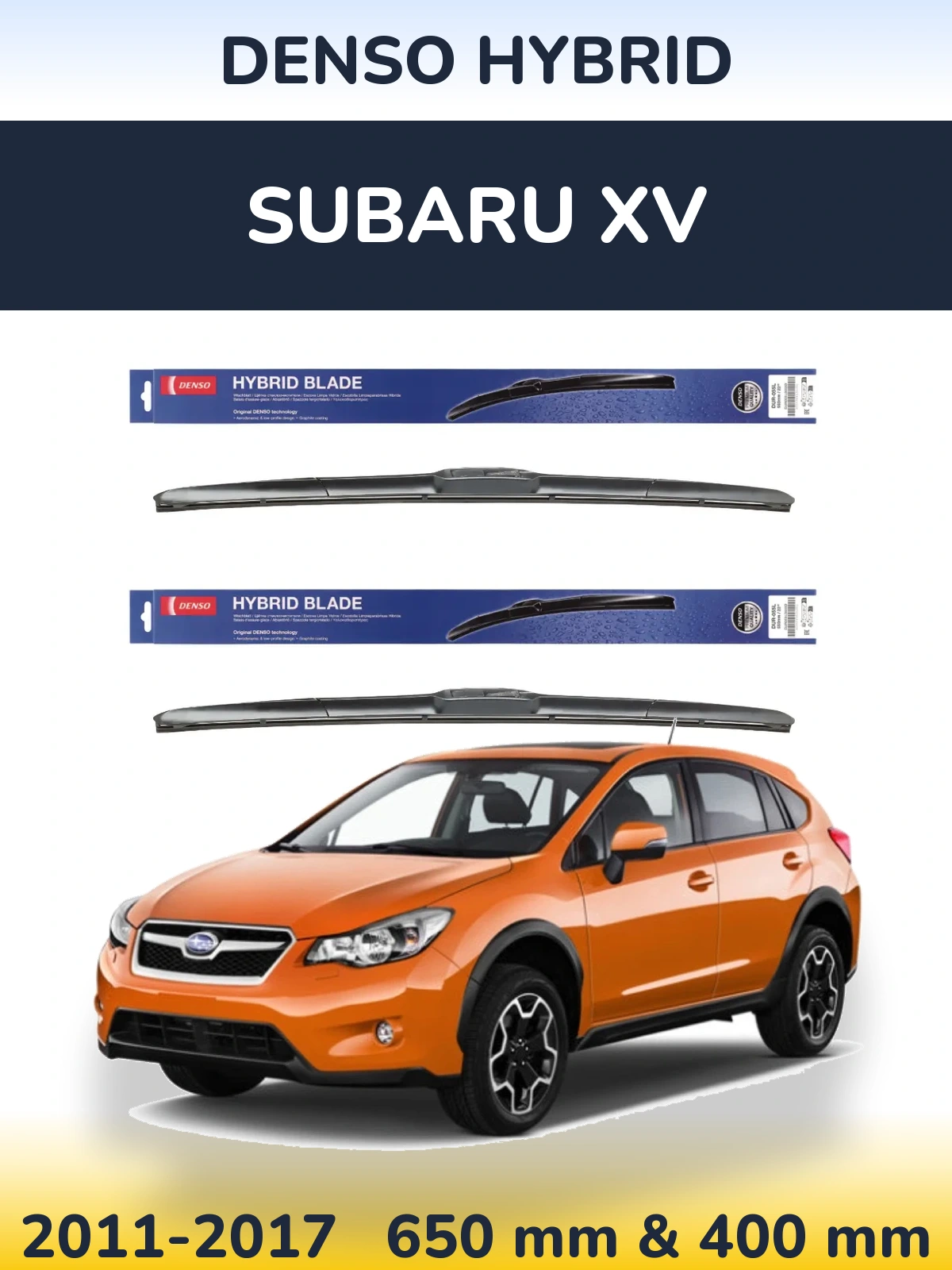 Komplet przednich wycieraczek Denso Hybrid 650 & 400 mm do Subaru XV 2011-2017