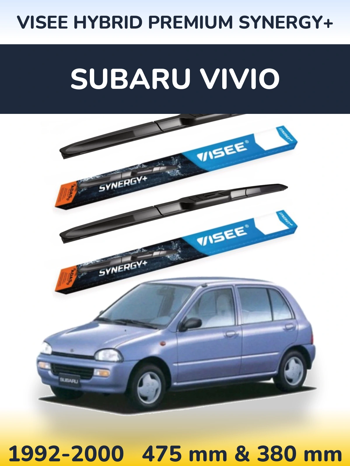 Комплект передніх щіток VISEE HYBRID PREMIUM SYNERGY+ 475 & 380 мм для Subaru Vivio 1992-2000