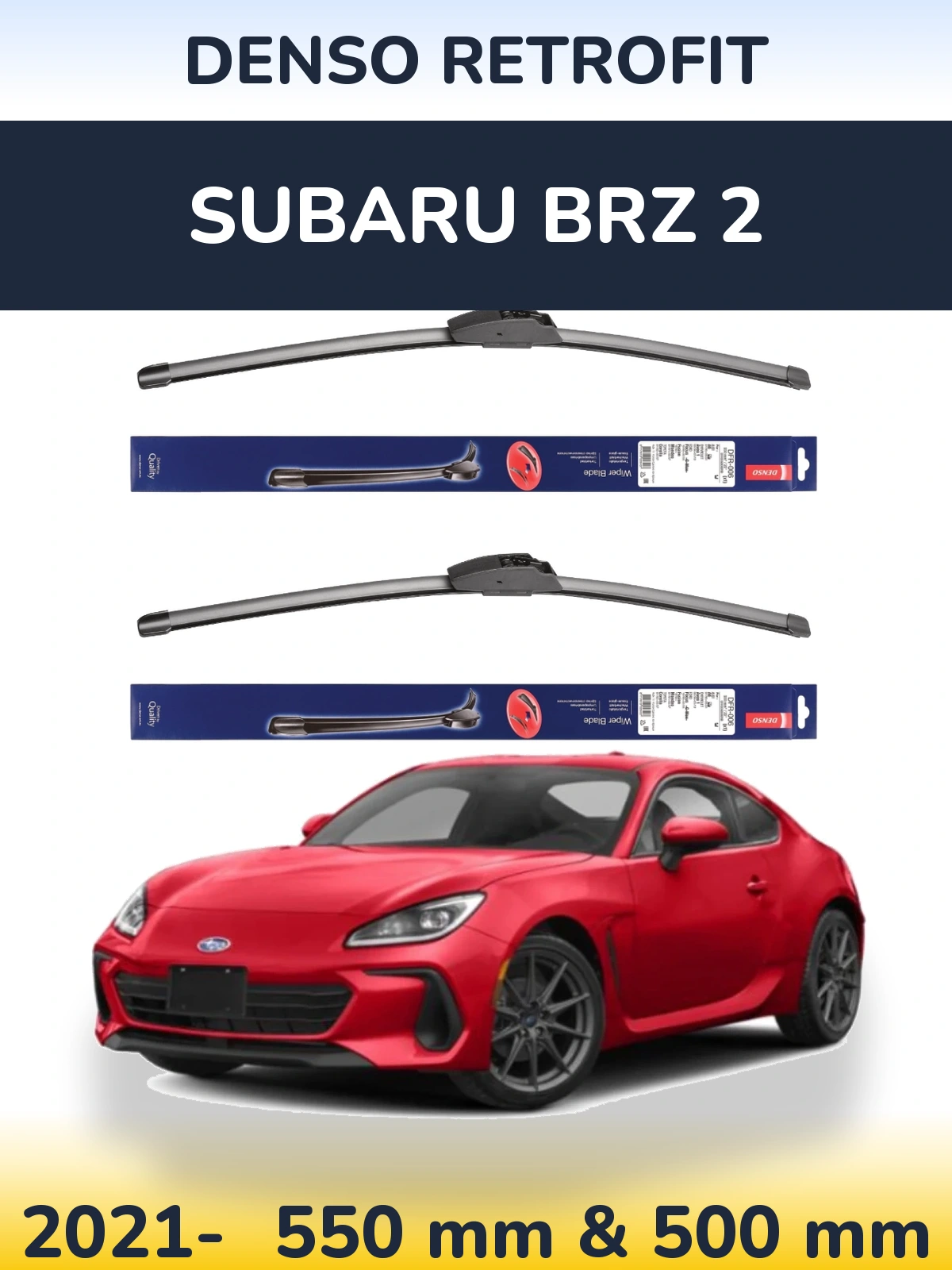 Комплект передних дворников Denso Retrofit 550 & 500 мм для Subaru BRZ 2 2021-2026