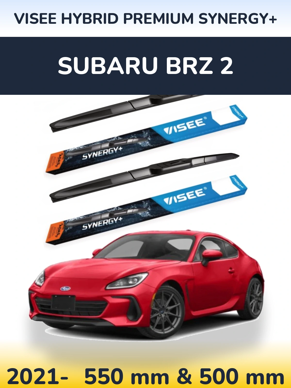 Комплект передних дворников VISEE HYBRID PREMIUM SYNERGY+ 550 & 500 мм для Subaru BRZ 2 2021-2026