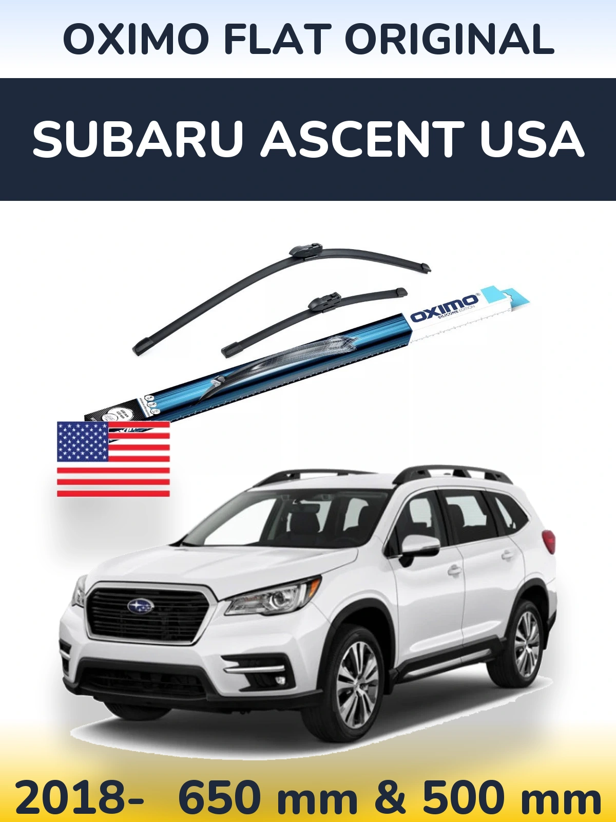 Komplet przednich wycieraczek Oximo Flat Original 650 & 500 mm do Subaru Ascent USA 2018-2026
