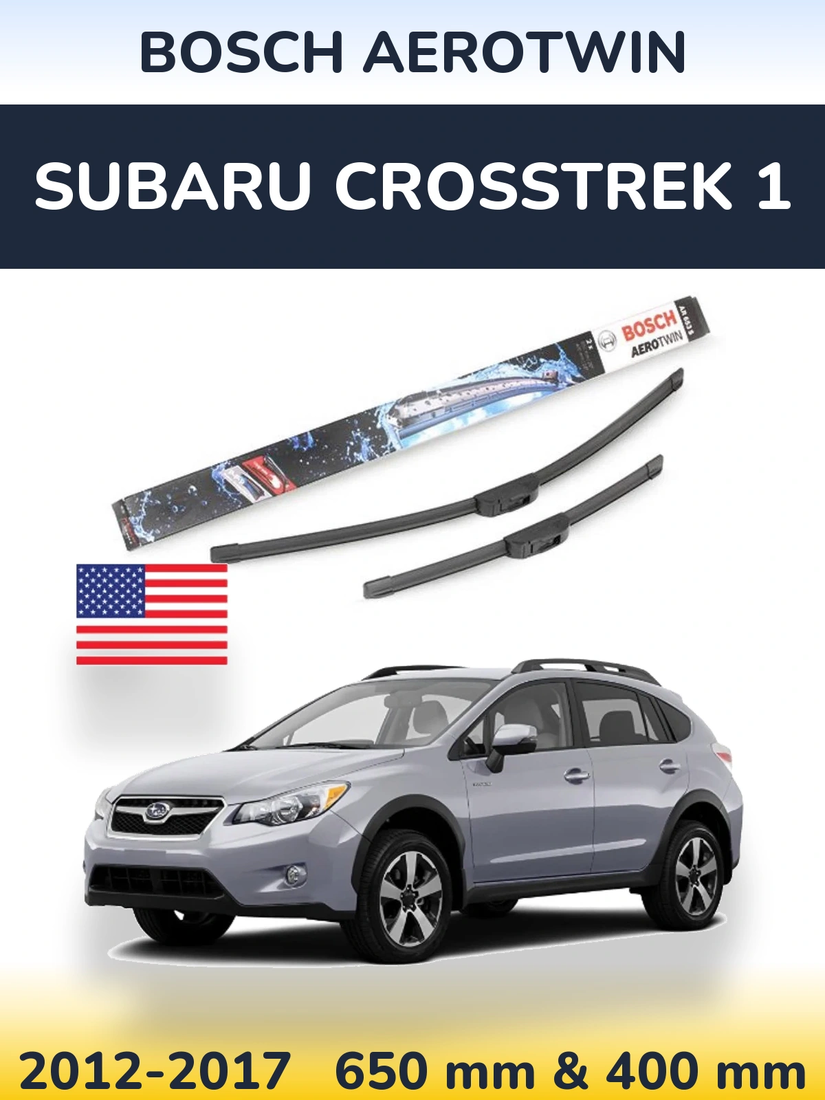 Комплект передніх щіток BOSCH AeroTwin 650 & 400 мм для Subaru Crosstrek 1 2012-2017