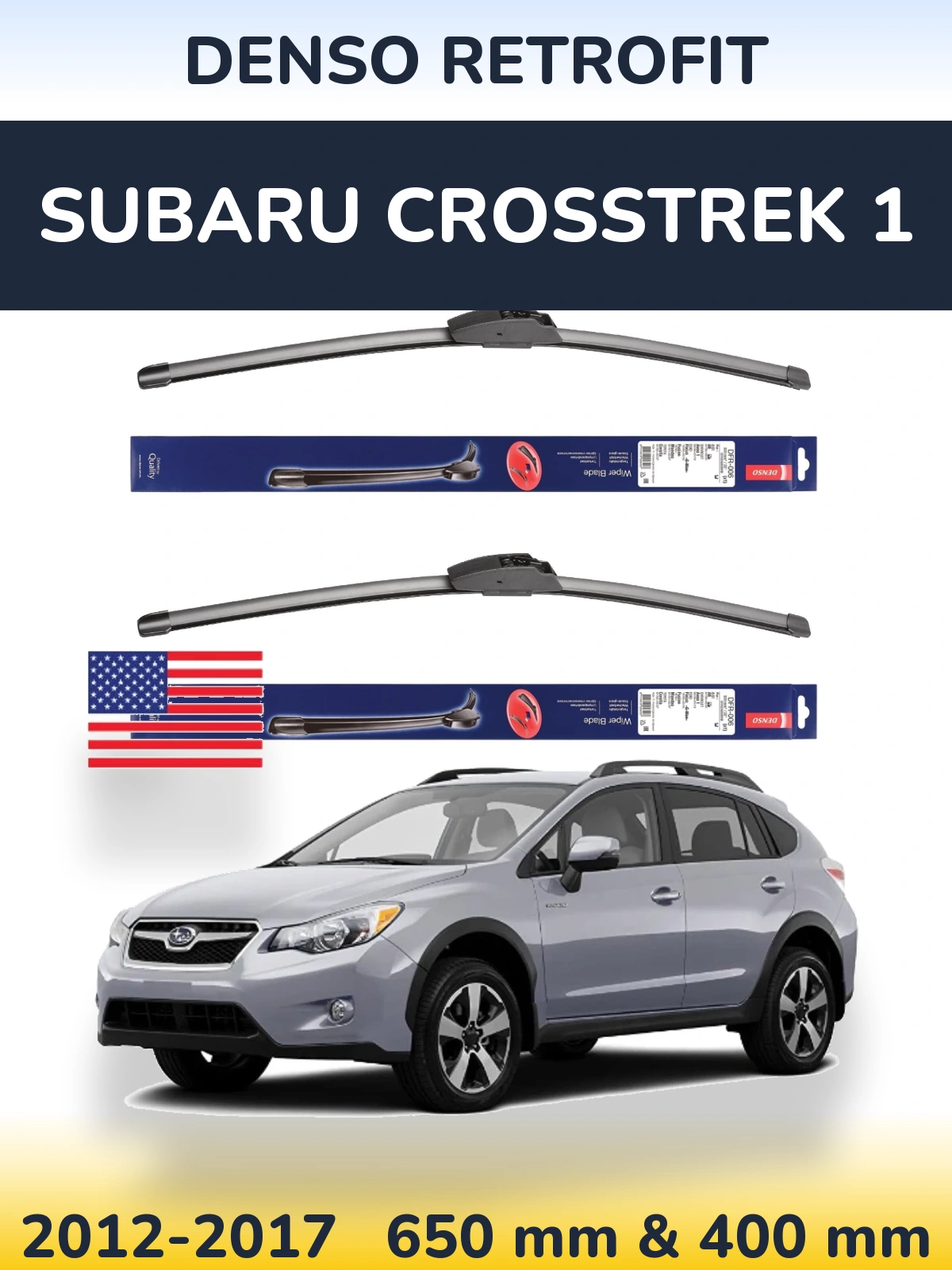 Комплект передних дворников Denso Retrofit 650 & 400 мм для Subaru Crosstrek 1 2012-2017