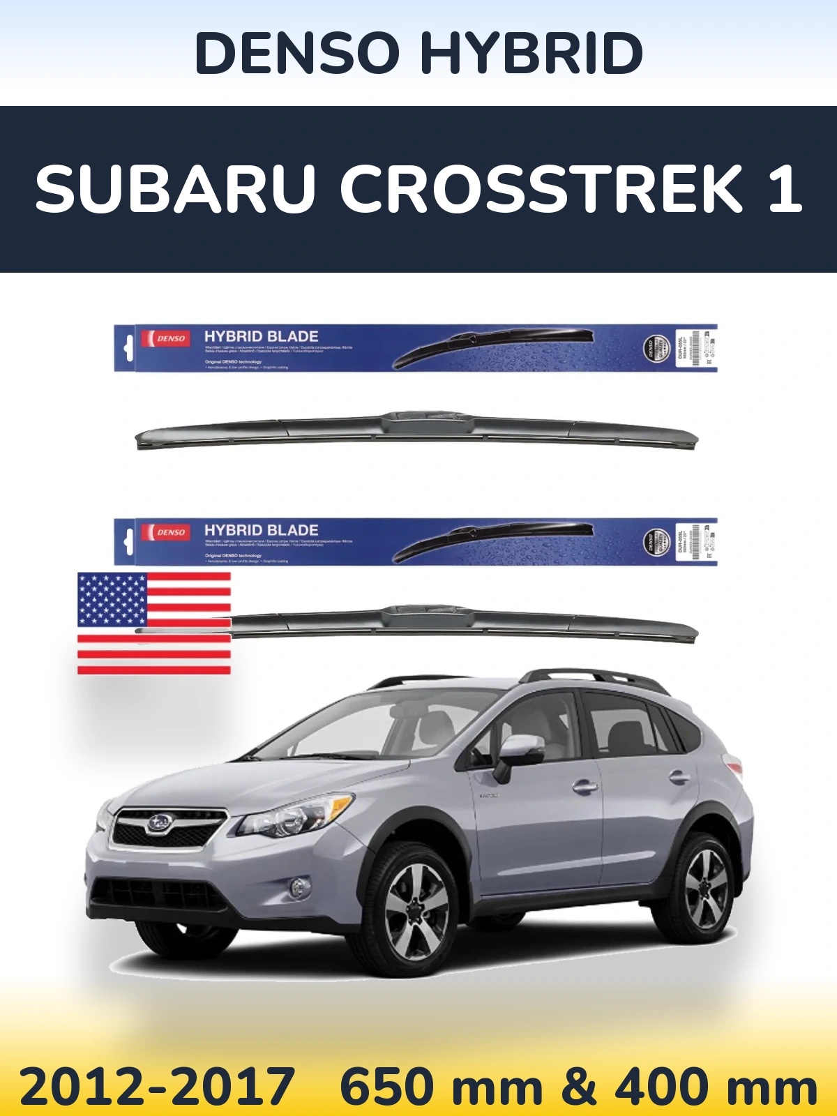 Комплект передних дворников Denso Hybrid 650 & 400 мм для Subaru Crosstrek 1 2012-2017
