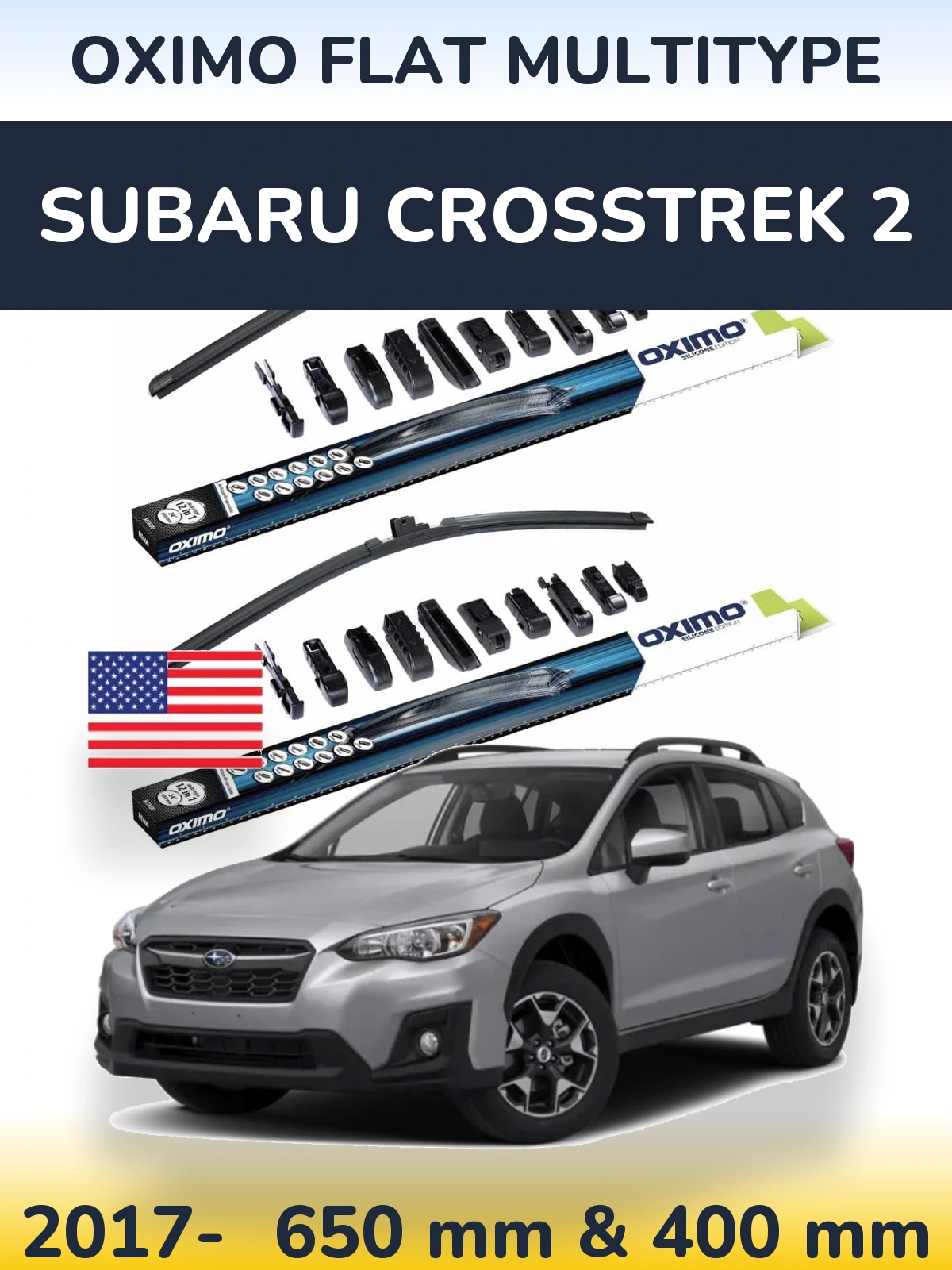 Komplet przednich wycieraczek Oximo Flat MultiType 650 & 400 mm do Subaru Crosstrek 2 2017-2026