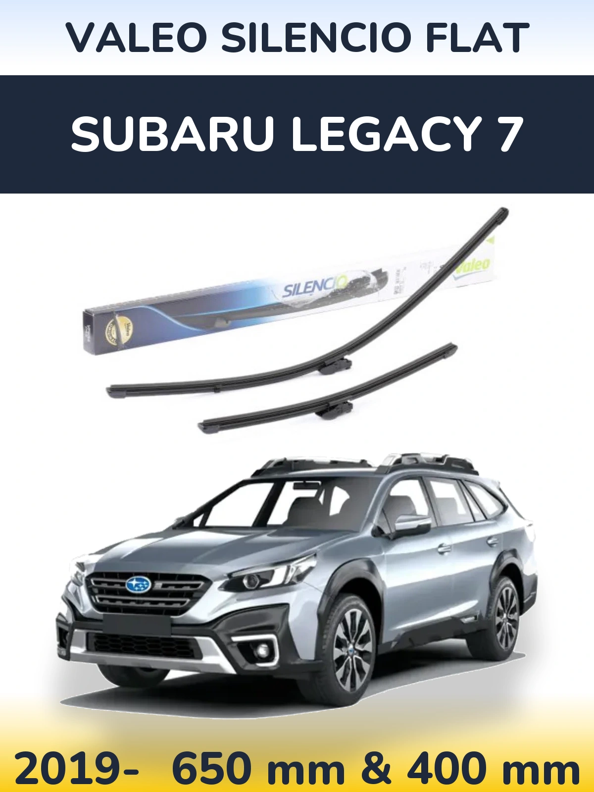 Комплект передніх щіток Valeo Silencio Flat 650 & 400 мм для Subaru Legacy 7 2019-2026