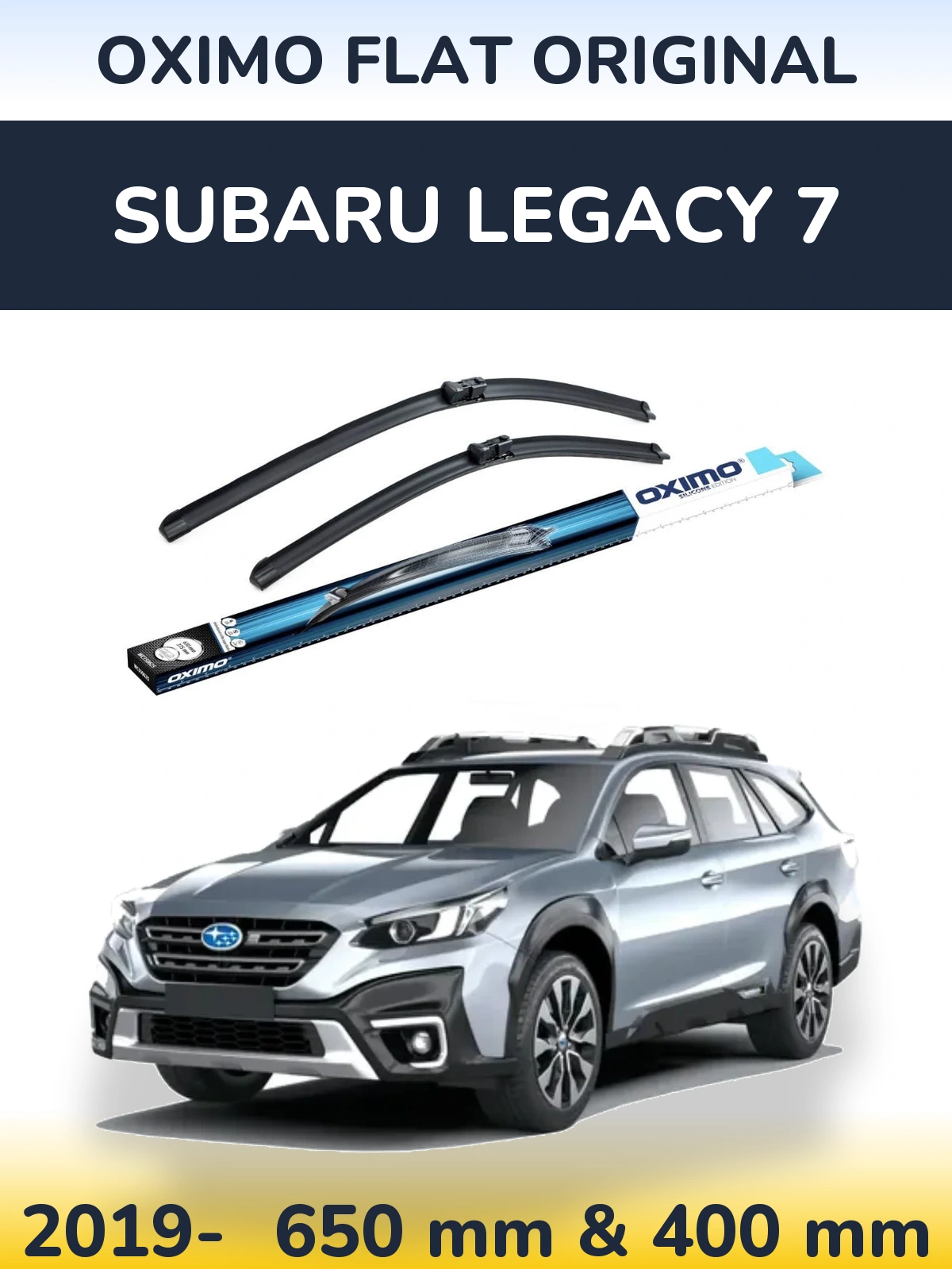 Комплект передних дворников Oximo Flat Original 650 & 400 мм для Subaru Legacy 7 2019-2026