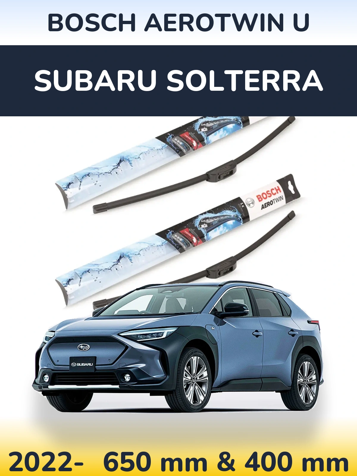 Komplet przednich wycieraczek BOSCH AeroTwin U 650 & 400 mm do Subaru Solterra 2022-2026