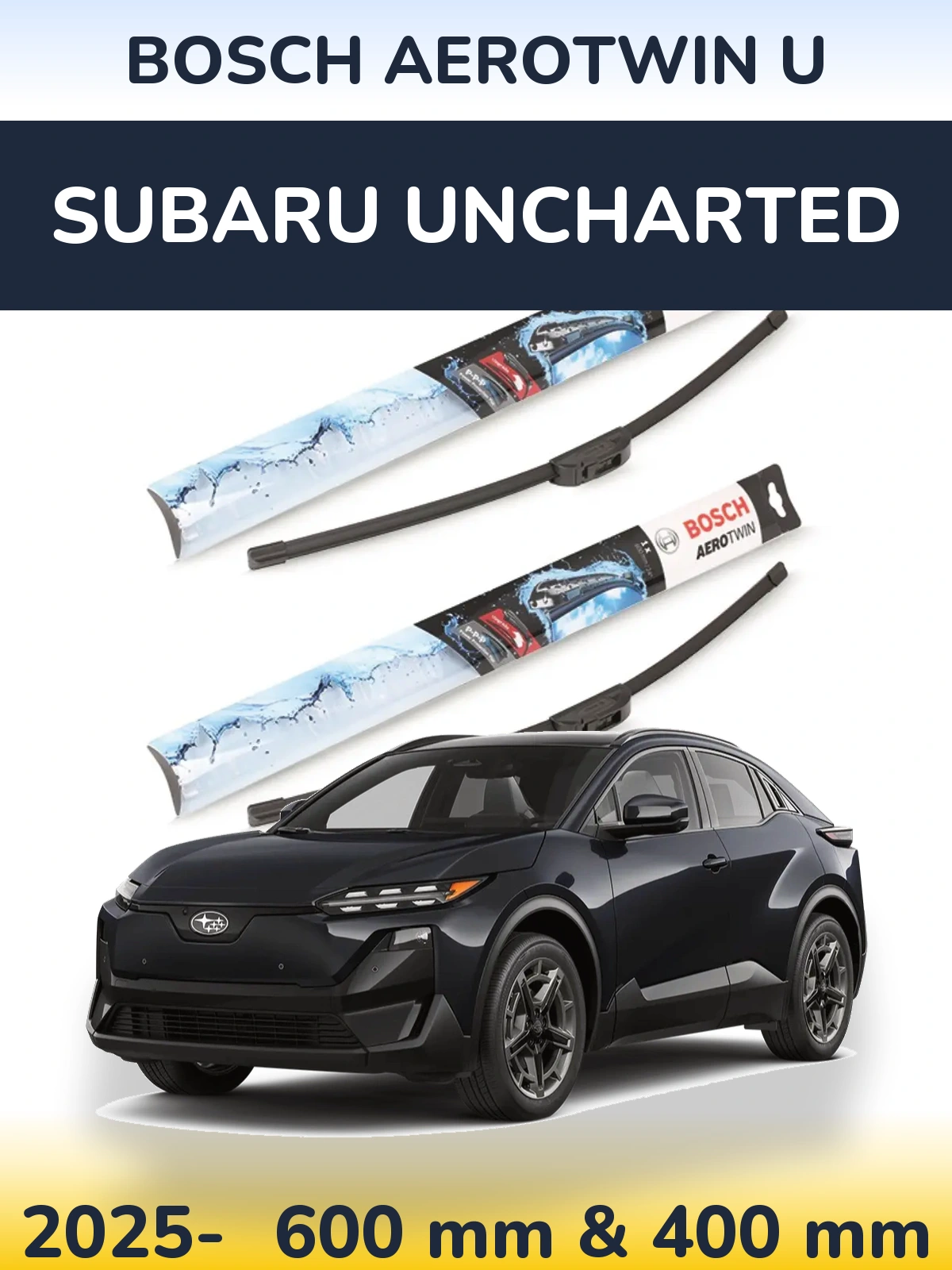 Комплект передних дворников BOSCH AeroTwin U 600 & 400 мм для Subaru Uncharted 2025-2026
