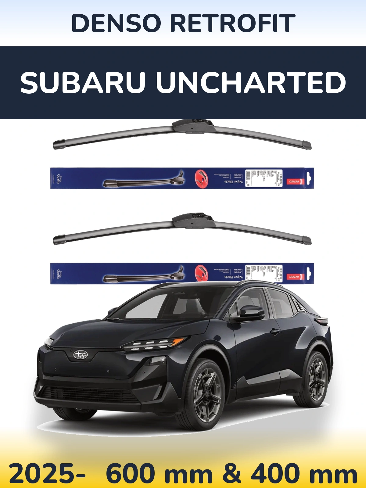 Komplet przednich wycieraczek Denso Retrofit 600 & 400 mm do Subaru Uncharted 2025-2026
