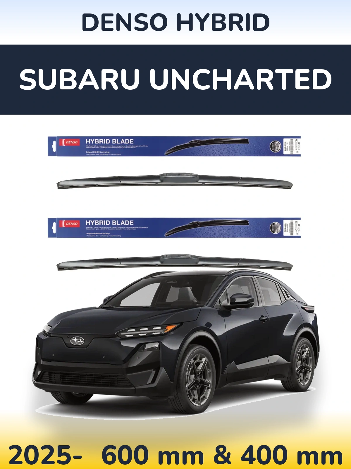 Front wiper blade set Denso Hybrid 600 & 400 mm for Subaru Uncharted 2025-2026