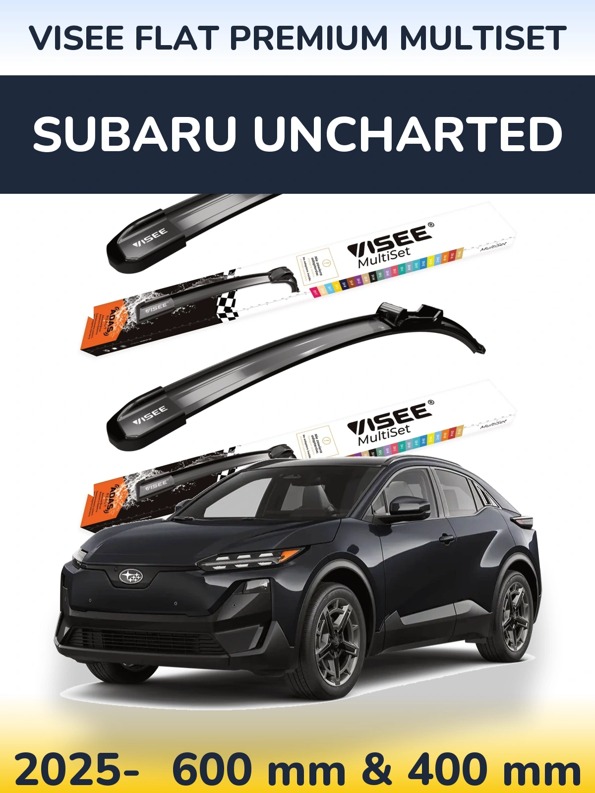 Комплект передних дворников VISEE FLAT PREMIUM MultiSet 600 & 400 мм для Subaru Uncharted 2025-2026
