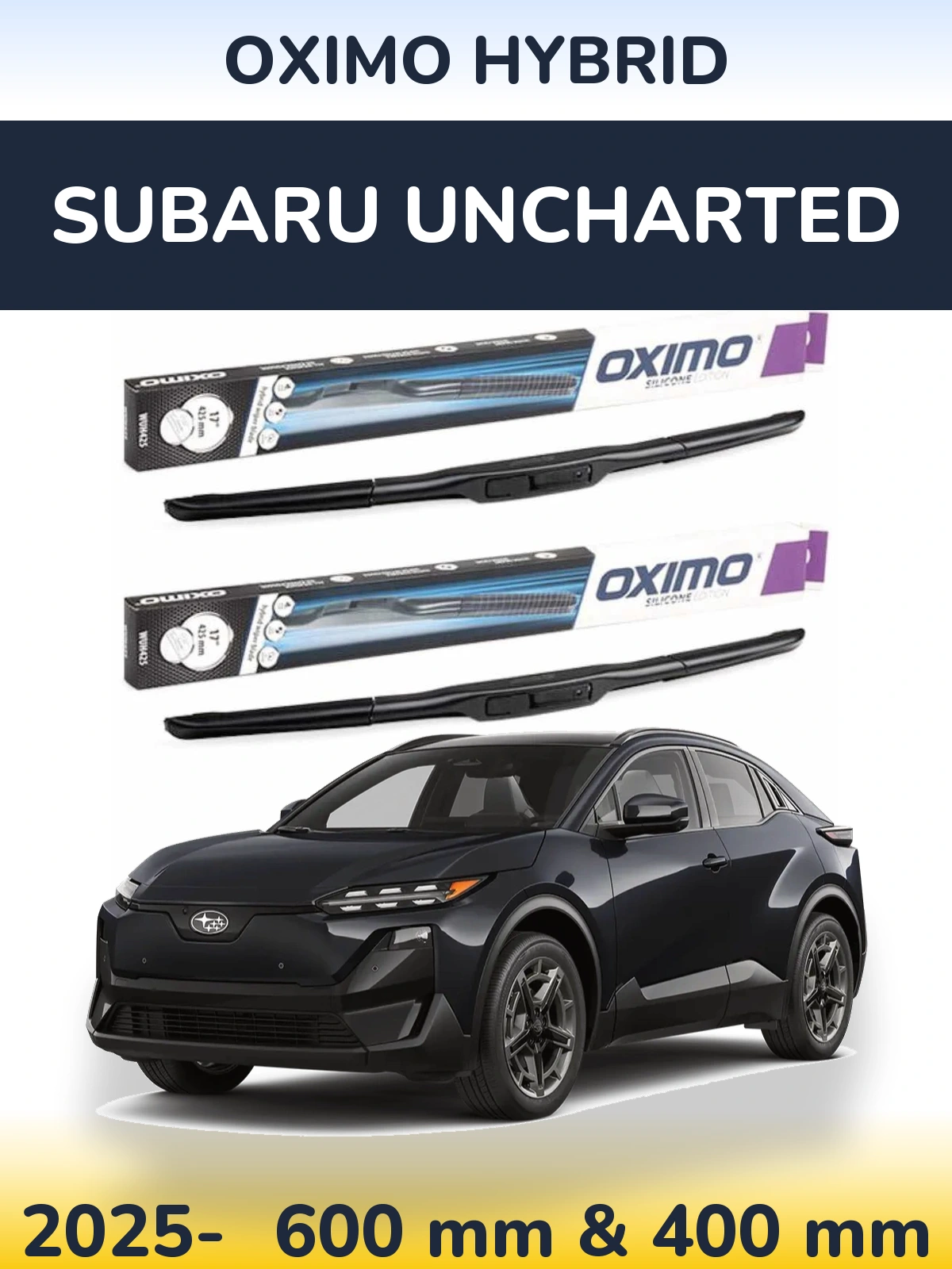 Комплект передних дворников Oximo Hybrid 600 & 400 мм для Subaru Uncharted 2025-2026