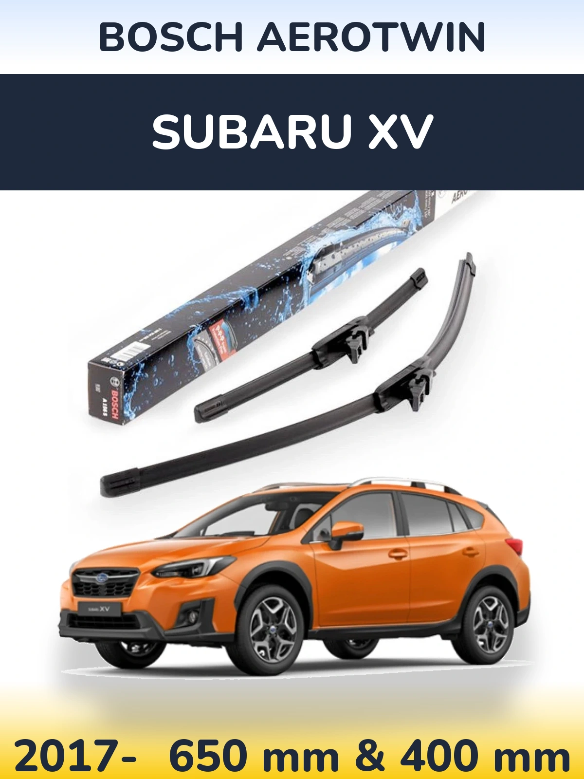 Komplet przednich wycieraczek BOSCH AeroTwin 650 & 400 mm do Subaru XV 2017-2026