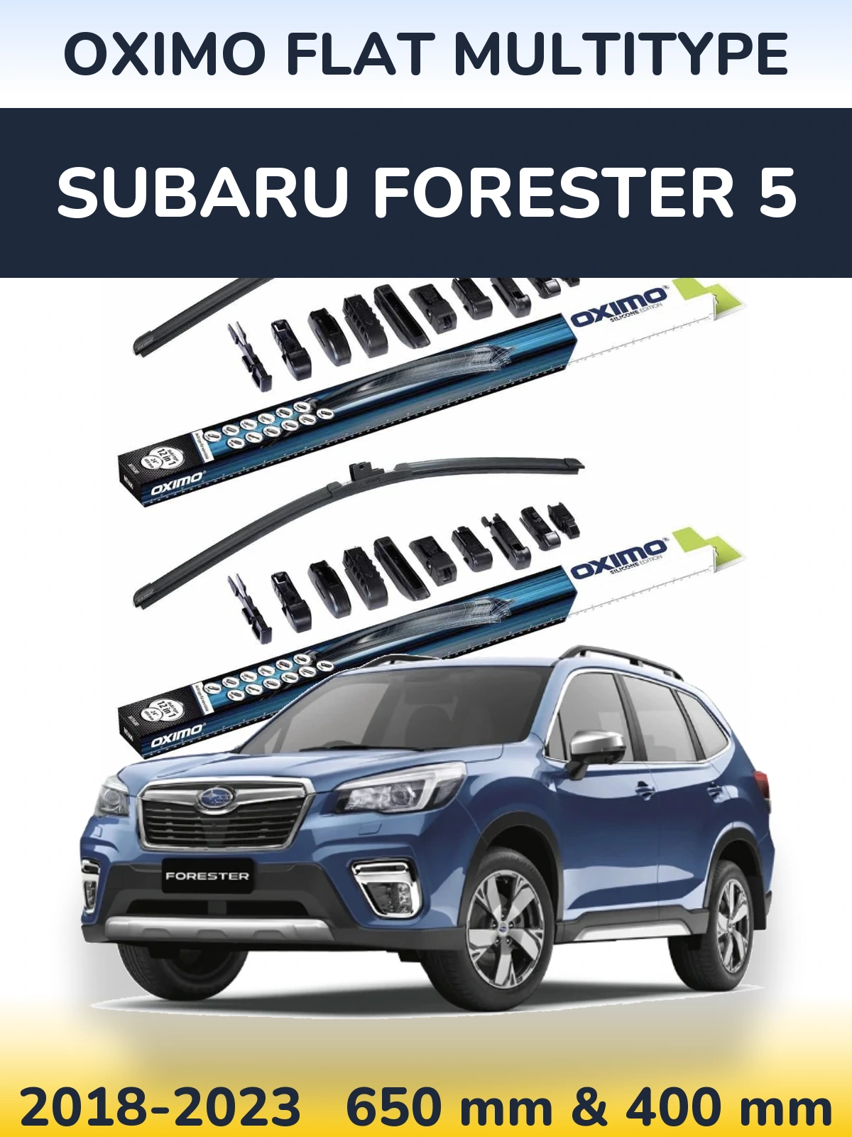 Komplet przednich wycieraczek Oximo Flat MultiType 650 & 400 mm do Subaru Forester 5 2018-2023