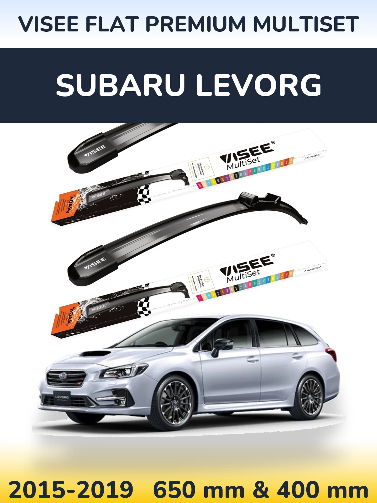 Komplet przednich wycieraczek VISEE FLAT PREMIUM MultiSet 650 & 400 mm do Subaru Levorg 2015-2019