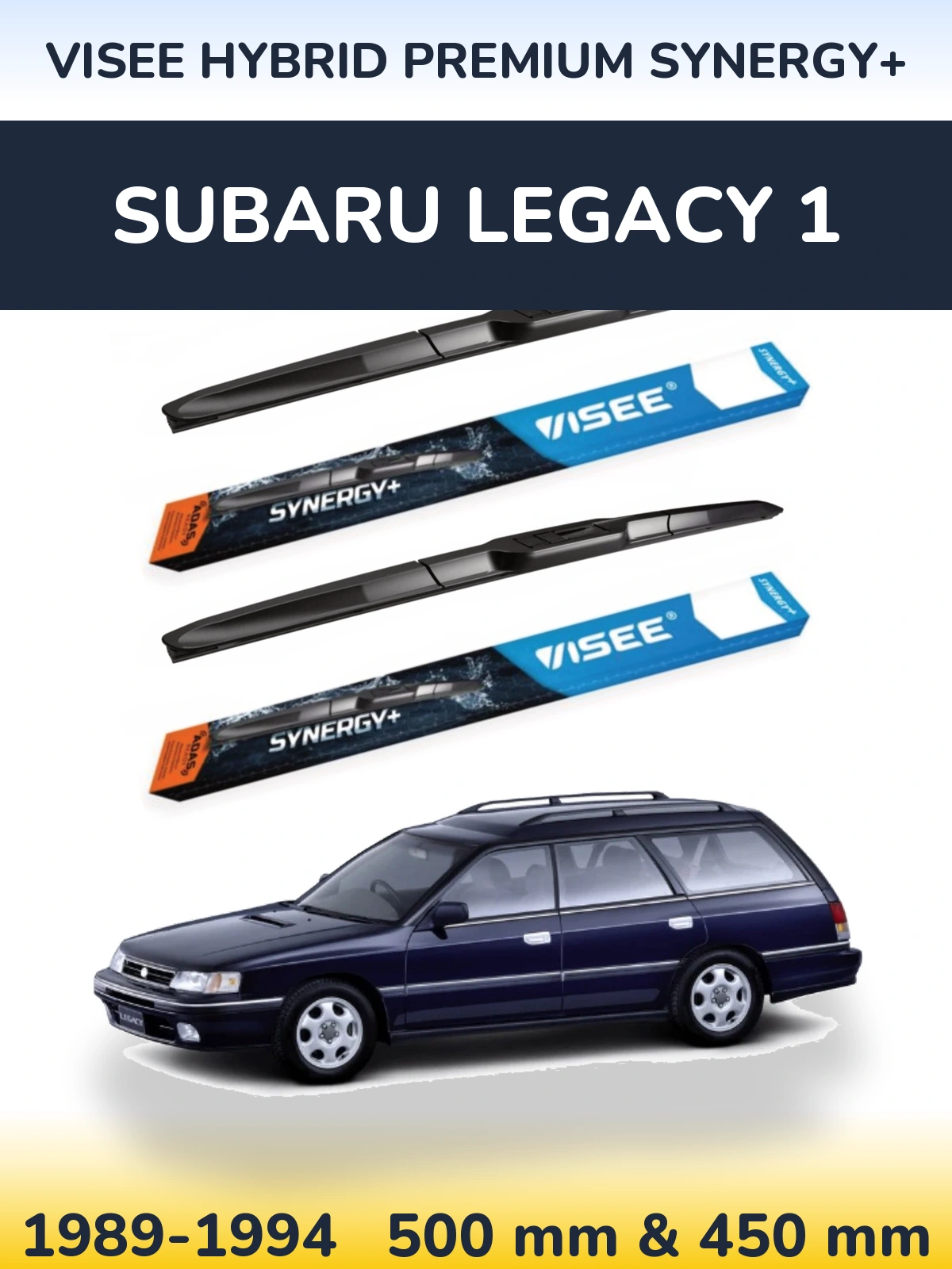 Komplet przednich wycieraczek VISEE HYBRID PREMIUM SYNERGY+ 500 & 450 mm do Subaru Legacy 1 1989-1994