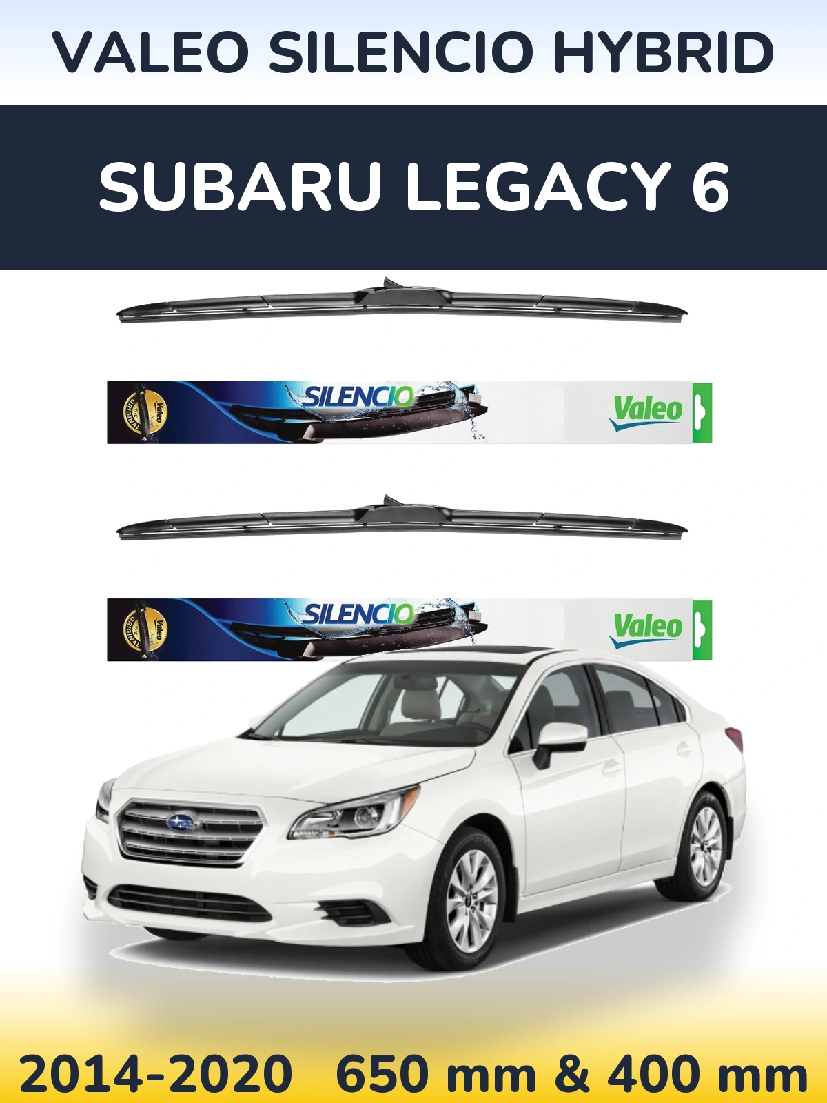Комплект передних дворников Valeo Silencio Hybrid 650 & 400 мм для Subaru Legacy 6 2014-2020