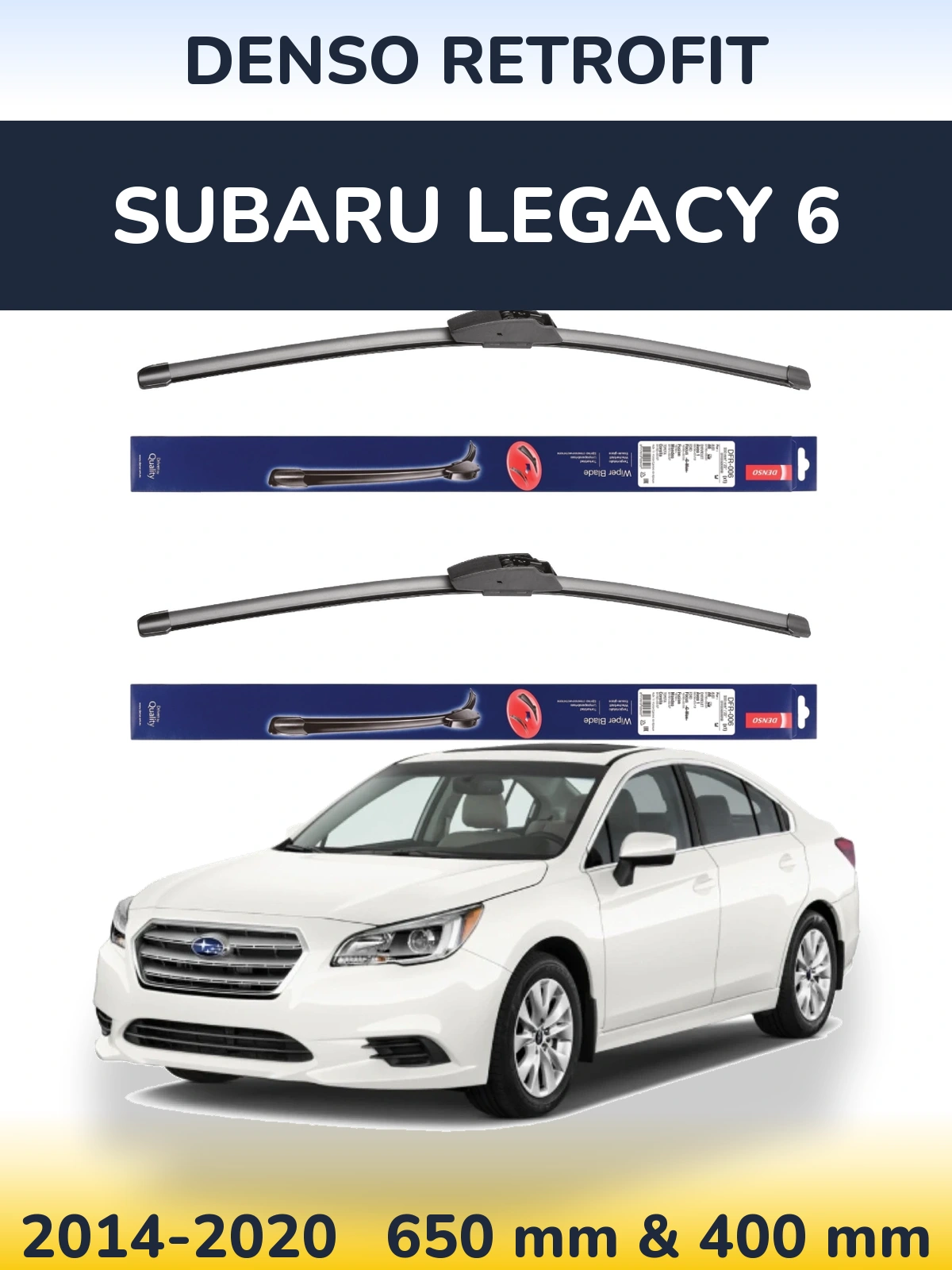 Комплект передних дворников Denso Retrofit 650 & 400 мм для Subaru Legacy 6 2014-2020