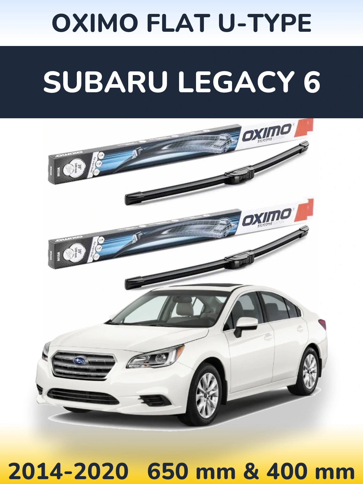 Komplet przednich wycieraczek Oximo Flat U-type 650 & 400 mm do Subaru Legacy 6 2014-2020