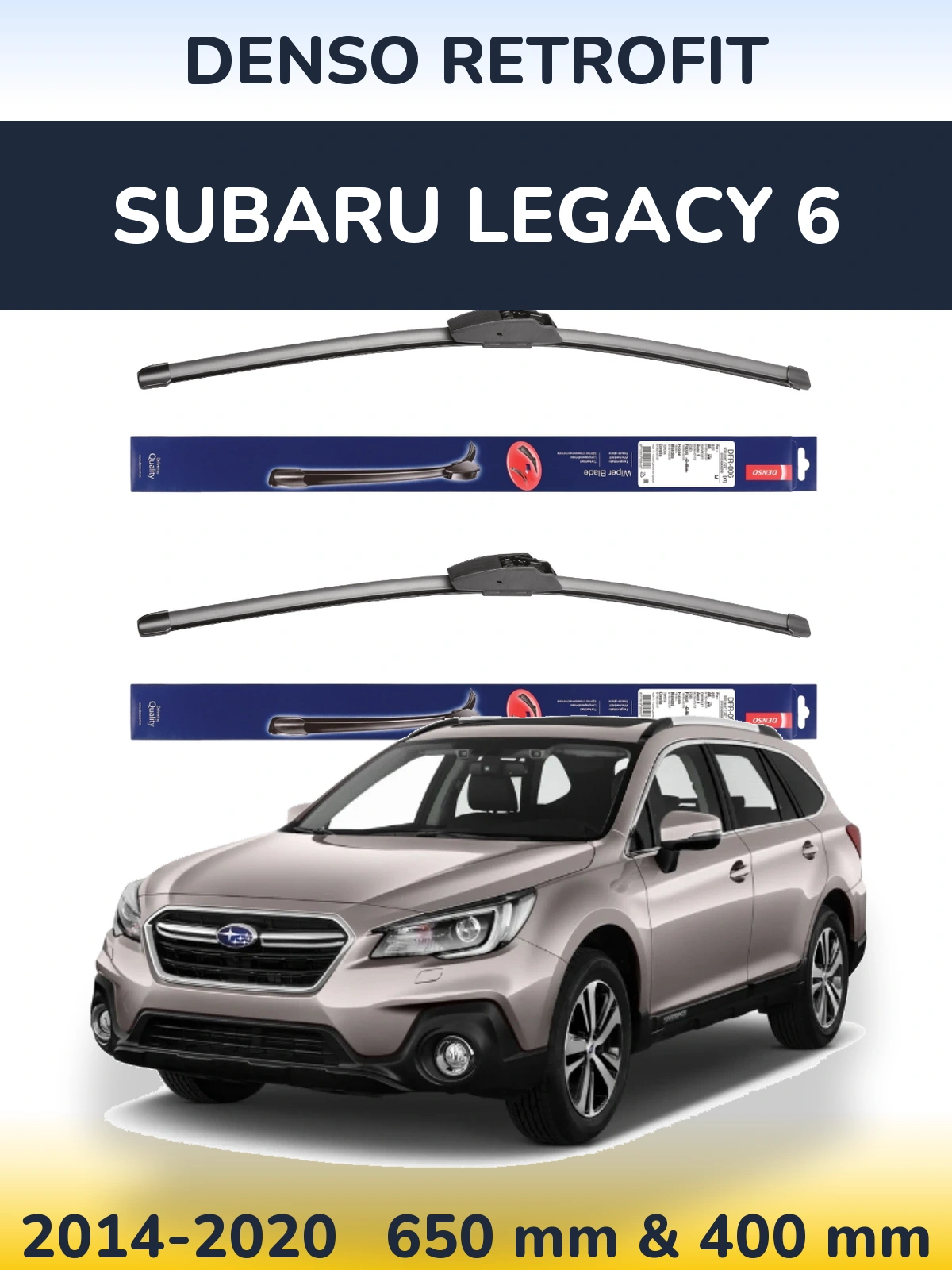 Комплект передних дворников Denso Retrofit 650 & 400 мм для Subaru Legacy 6 2014-2020