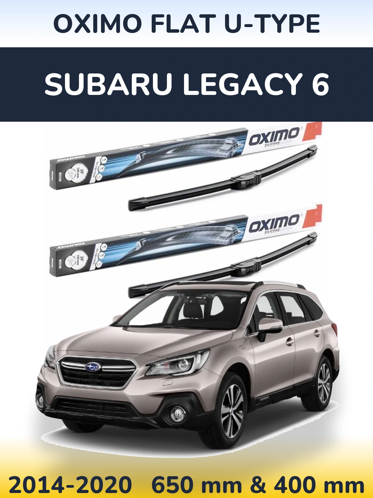Komplet przednich wycieraczek Oximo Flat U-type 650 & 400 mm do Subaru Legacy 6 2014-2020