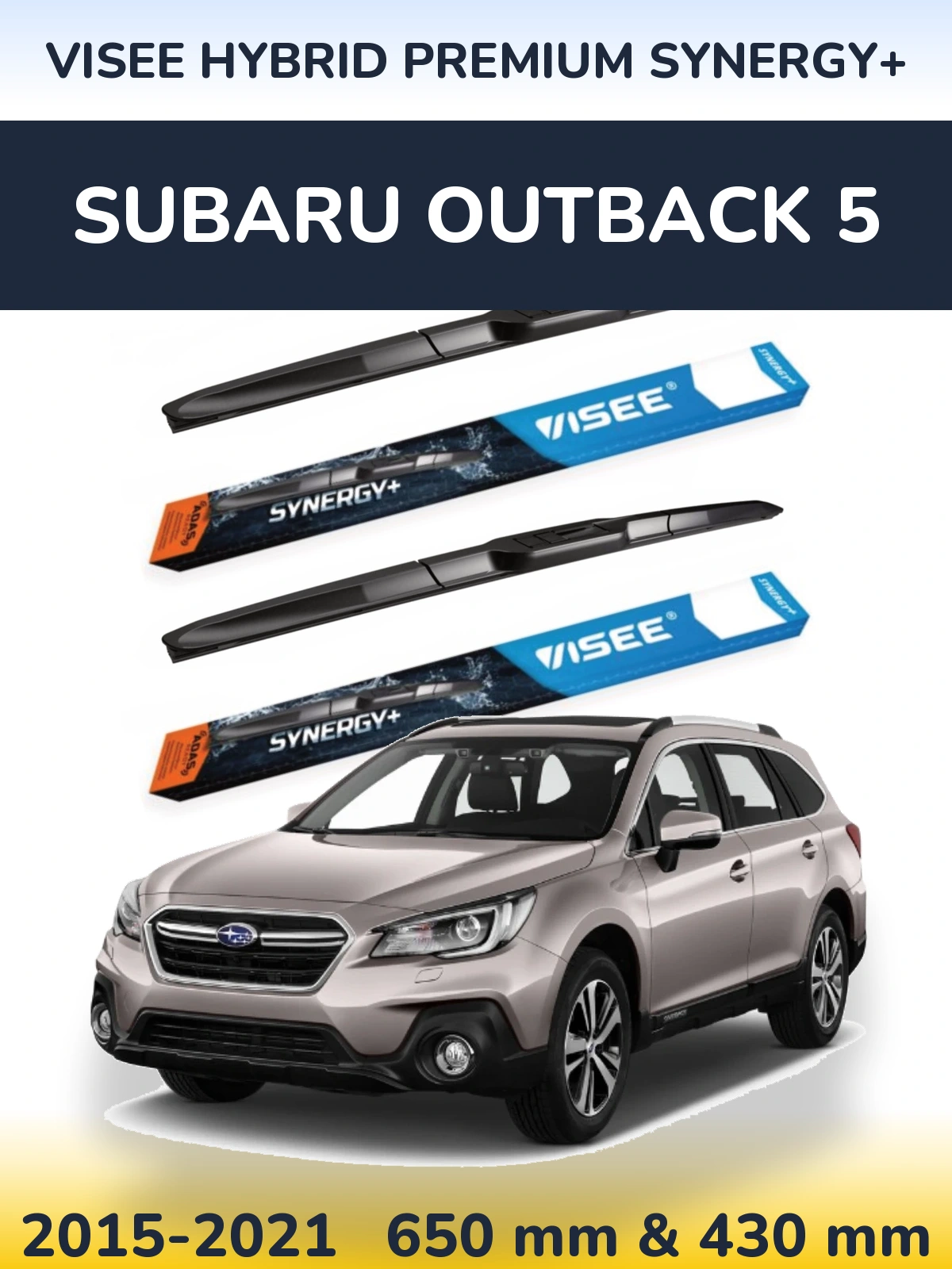 Komplet przednich wycieraczek VISEE HYBRID PREMIUM SYNERGY+ 650 & 430 mm do Subaru Outback 5 2015-2021