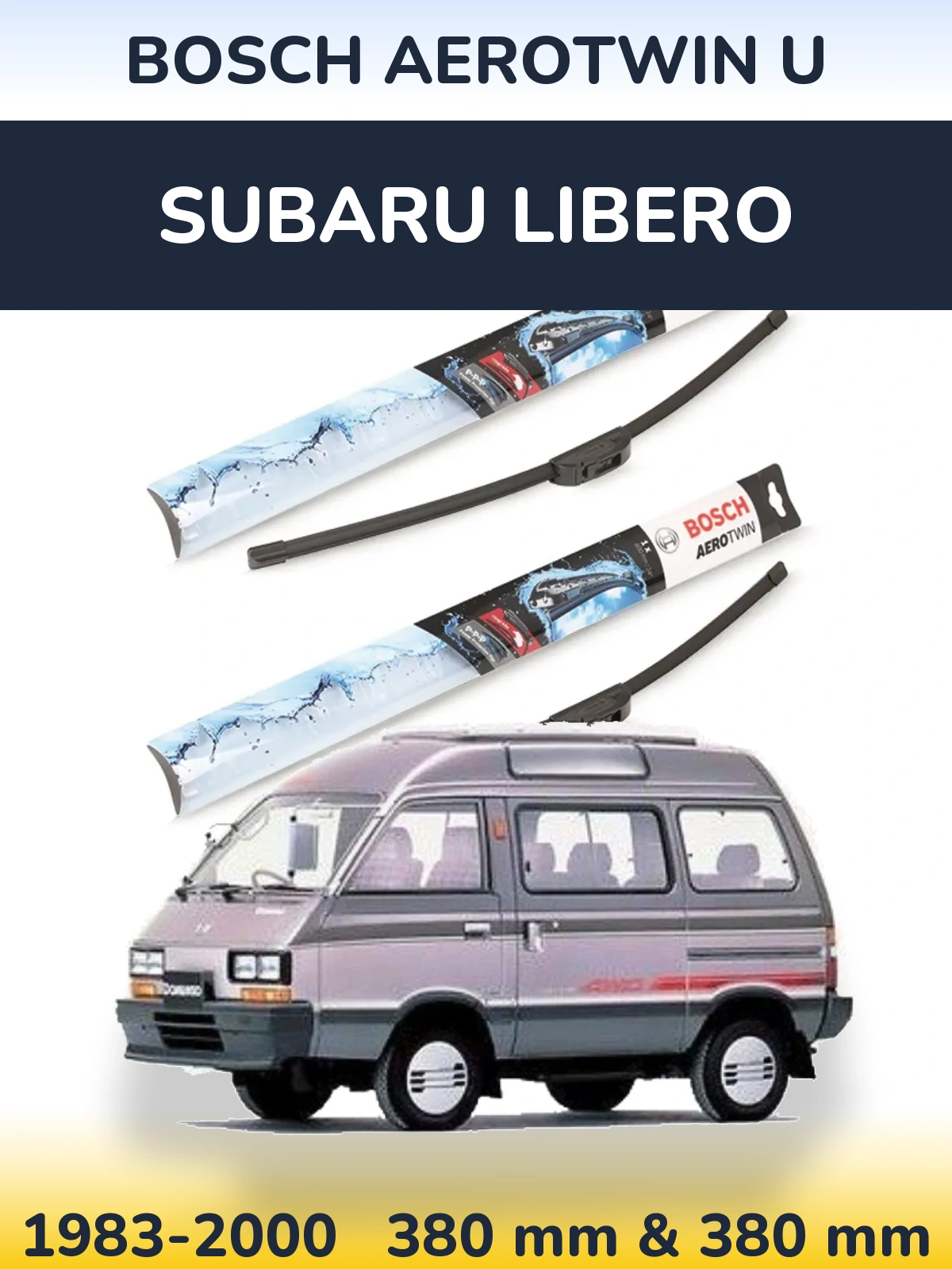 Komplet przednich wycieraczek BOSCH AeroTwin U 380 & 380 mm do Subaru Libero 1983-2000