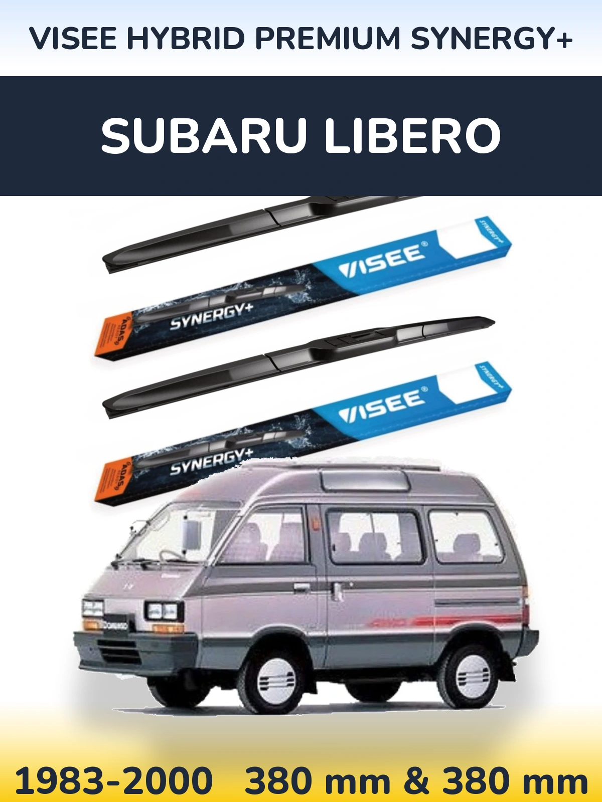Komplet przednich wycieraczek VISEE HYBRID PREMIUM SYNERGY+ 380 & 380 mm do Subaru Libero 1983-2000