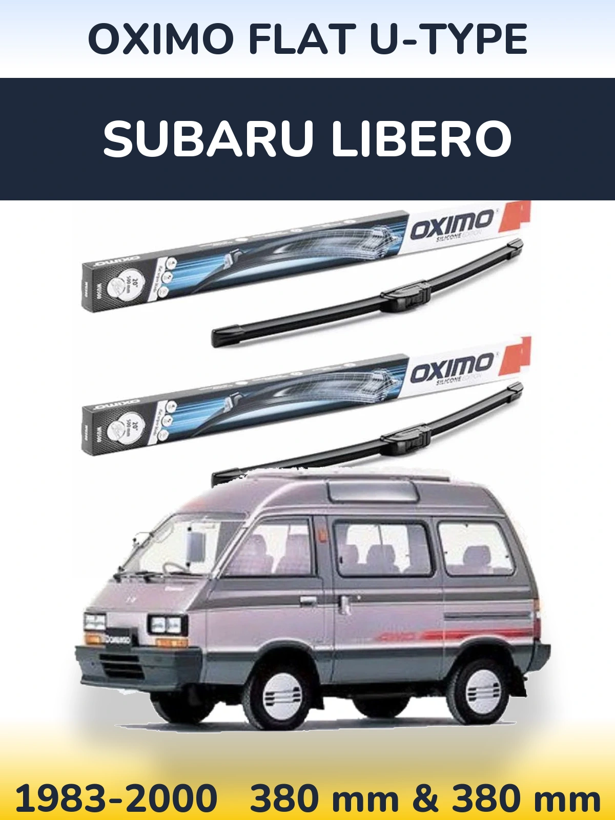 Komplet przednich wycieraczek Oximo Flat U-type 380 & 380 mm do Subaru Libero 1983-2000