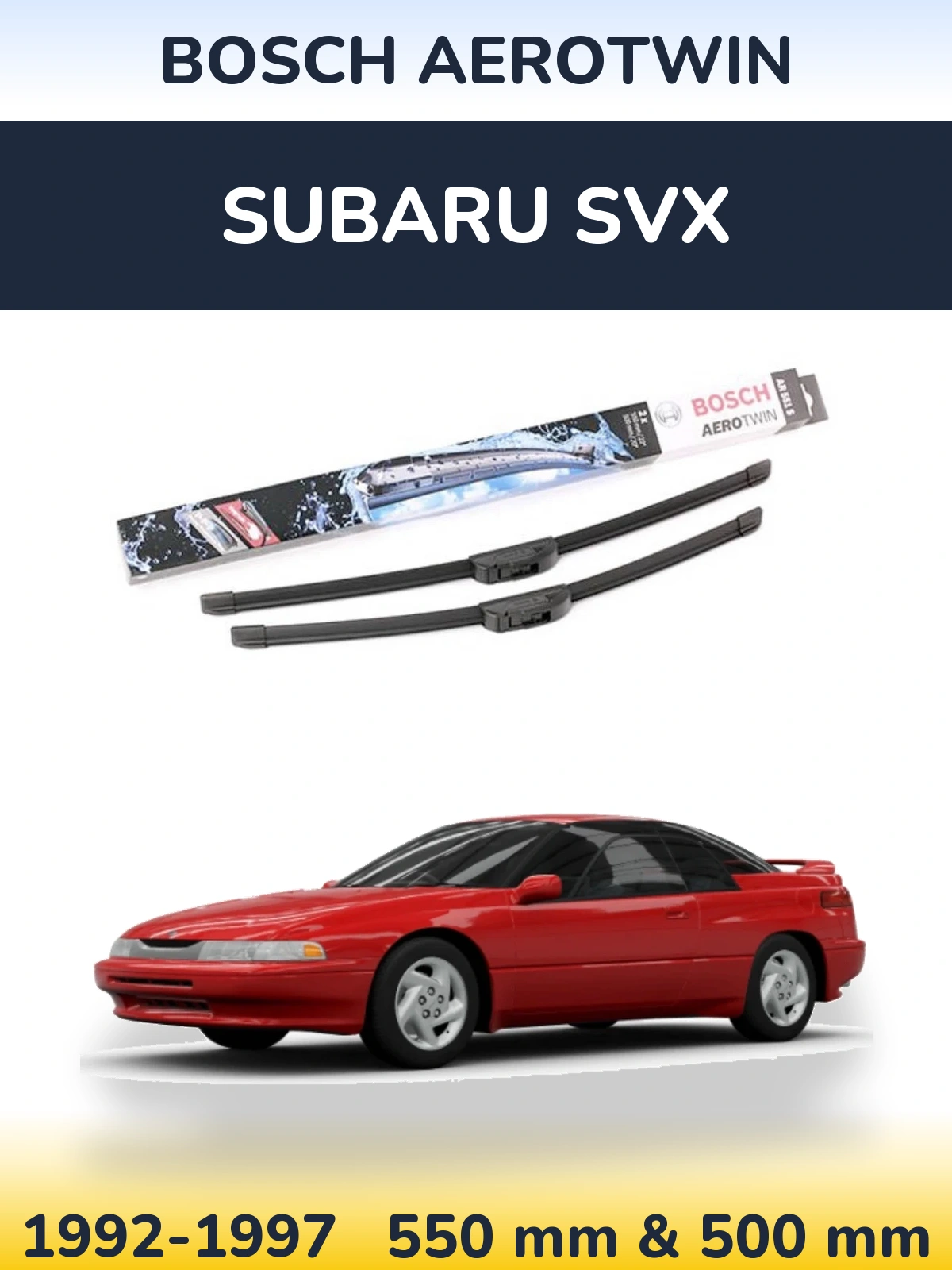 Front wiper blade set BOSCH AeroTwin 550 & 500 mm for Subaru SVX 1992-1997