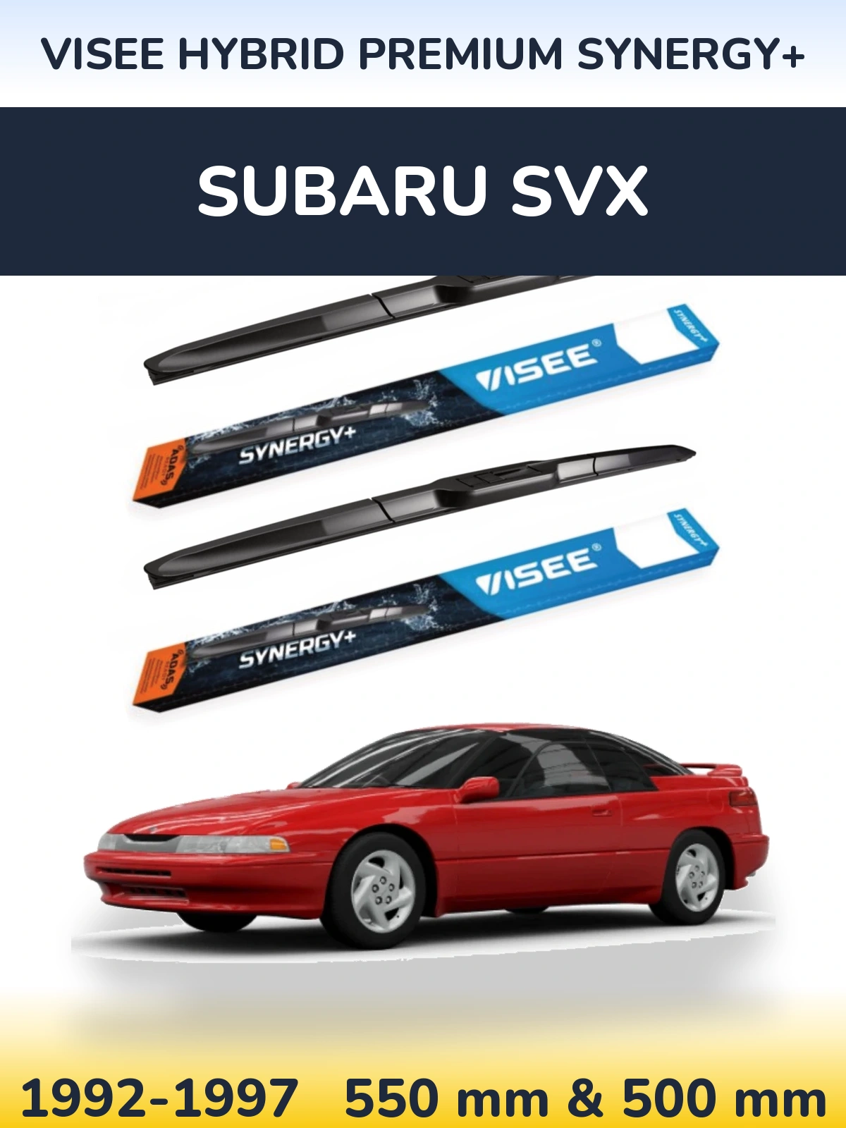 Комплект передних дворников VISEE HYBRID PREMIUM SYNERGY+ 550 & 500 мм для Subaru SVX 1992-1997
