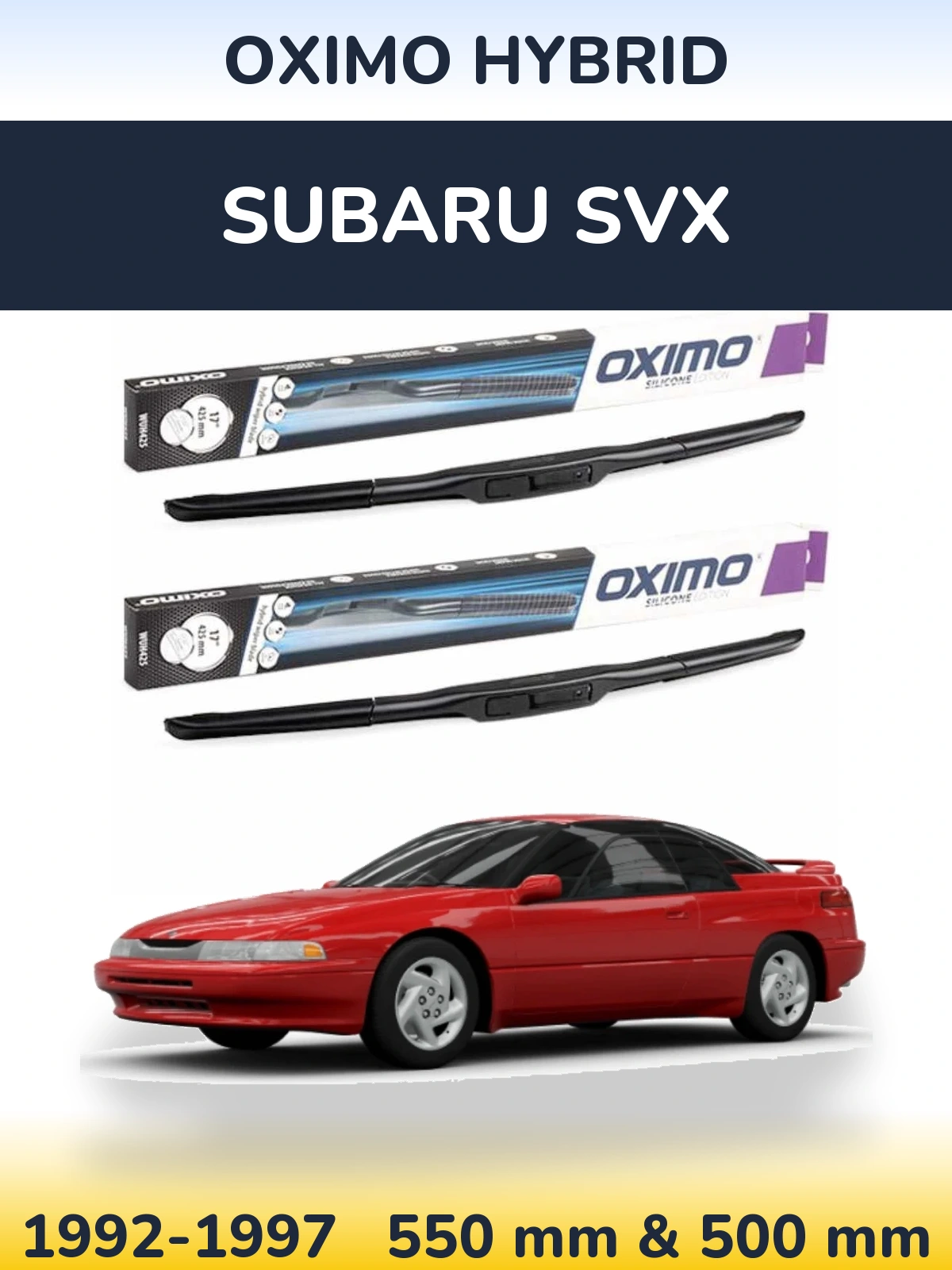 Komplet przednich wycieraczek Oximo Hybrid 550 & 500 mm do Subaru SVX 1992-1997