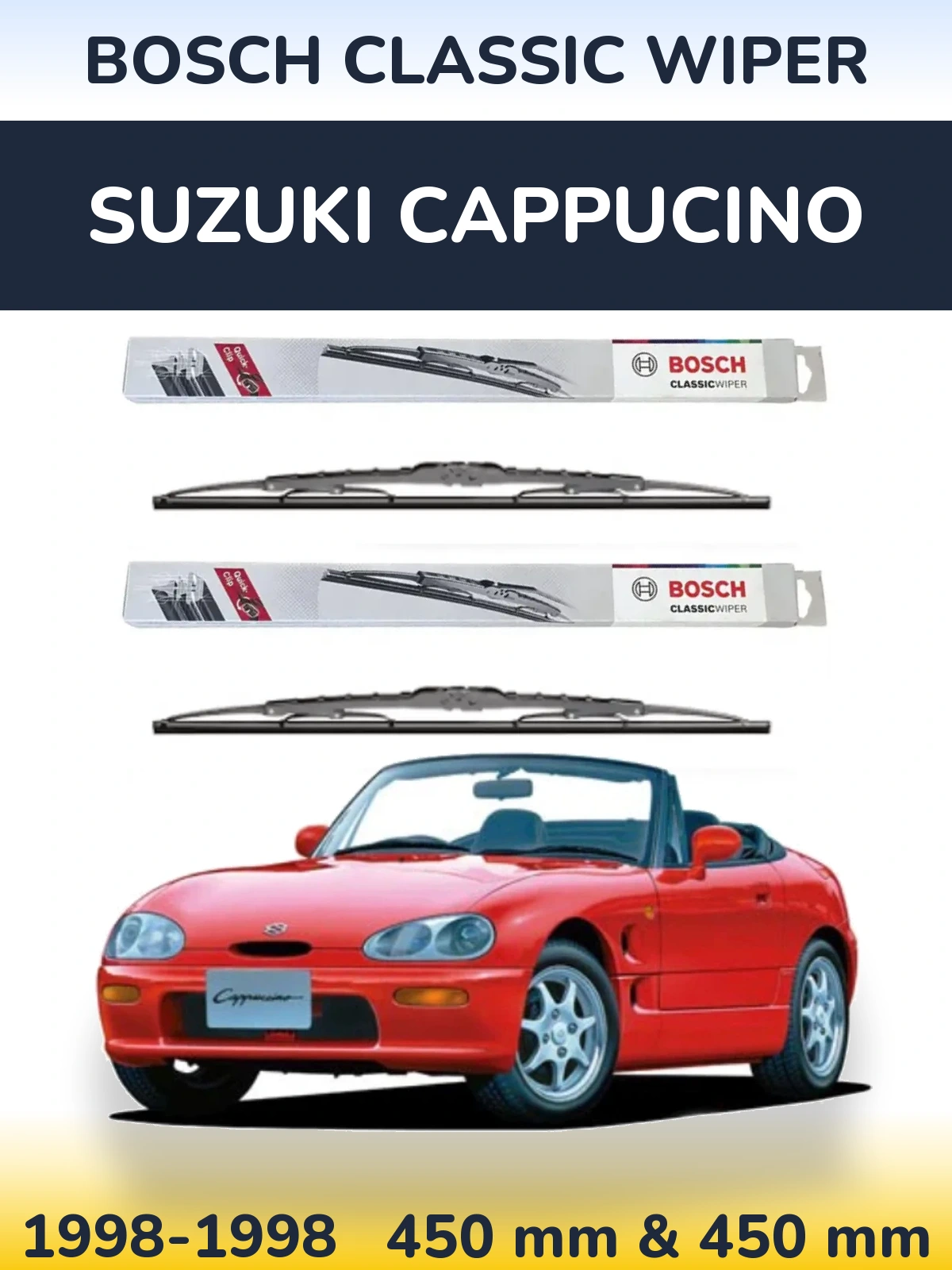Komplet przednich wycieraczek BOSCH Classic Wiper 450 & 450 mm do Suzuki Cappucino 1998-1998